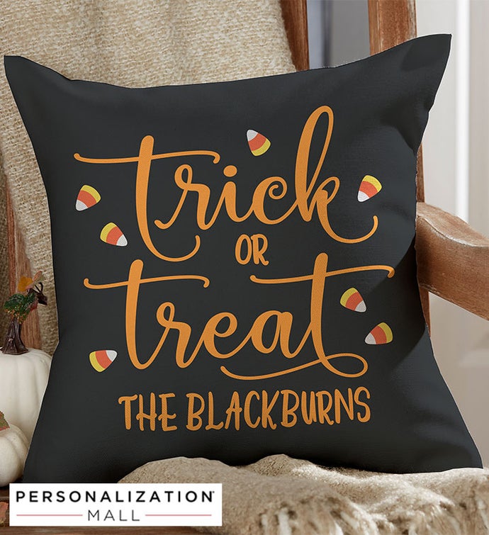 Trick or Treat Personalized Outdoor Throw Pillow