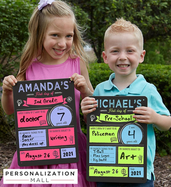 First Day Of School Personalized Dry Erase Sign