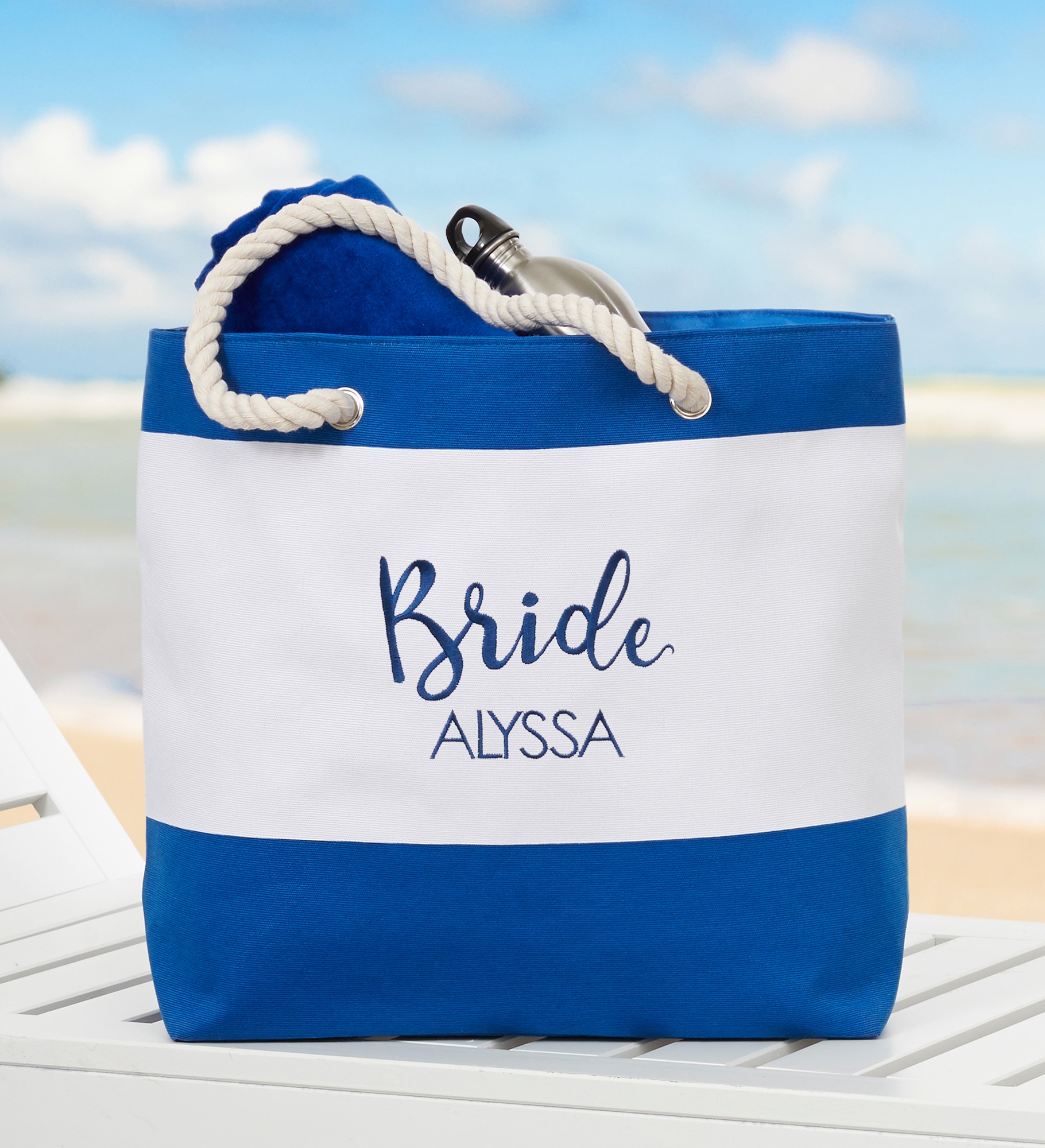 Bridal Party Embroidered Beach Bag