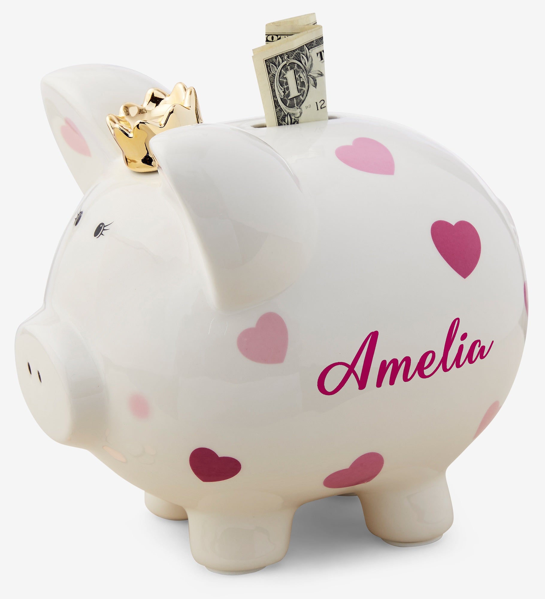 Baby Girl Pink Polka Dot Personalized Piggy Bank