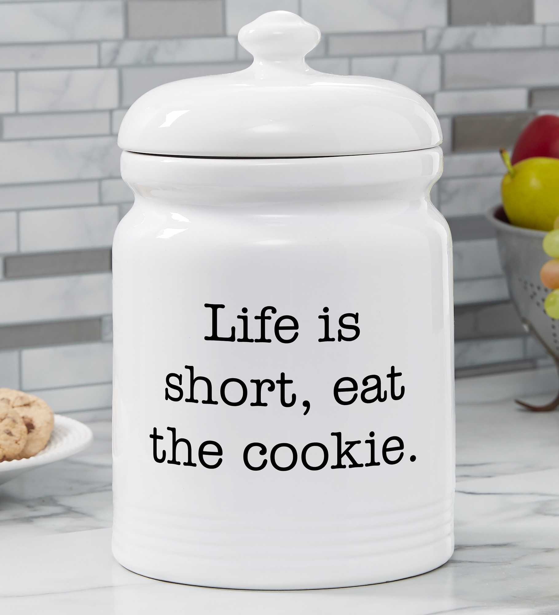 Life is Short, Eat the Cookie. Cookie Jar Glass 