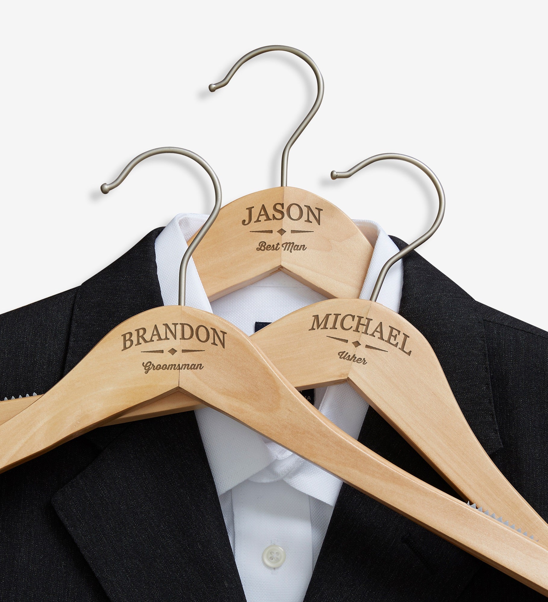 Classic Groomsman Engraved Wood Hanger