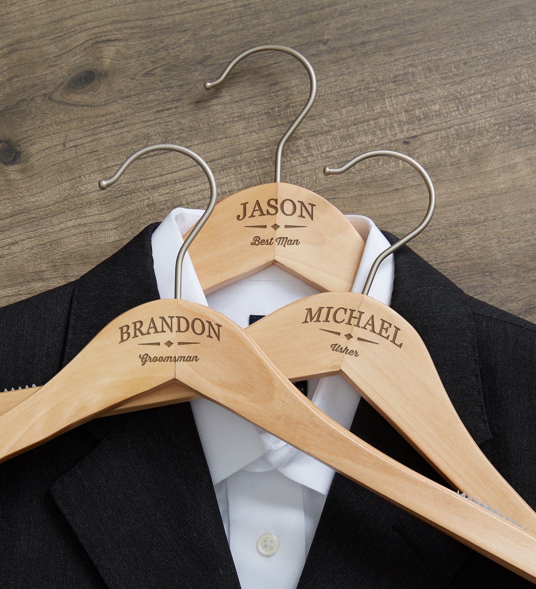 Classic Groomsman Engraved Wood Hanger