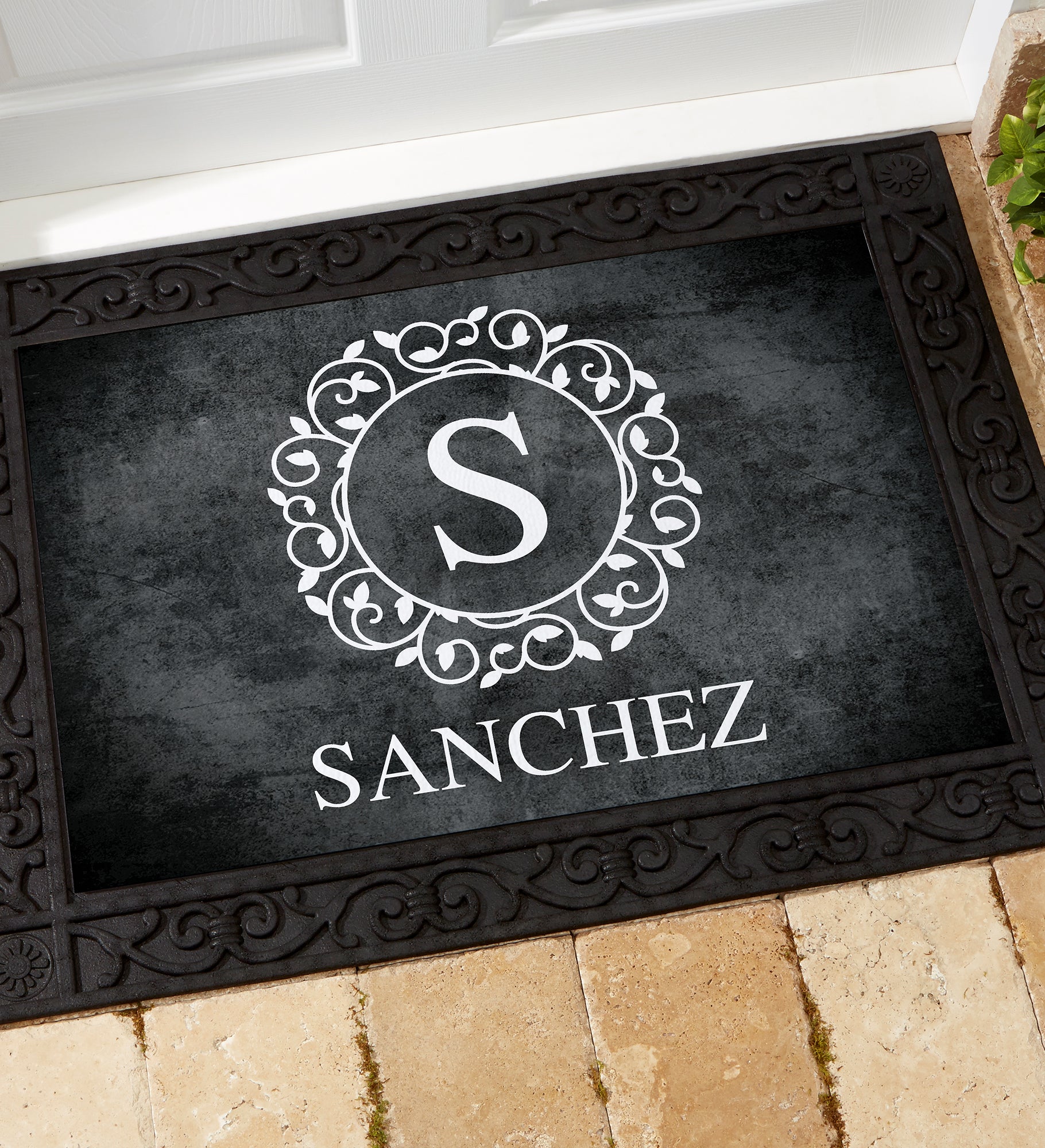 Circle & Vine Monogram Personalized Doormats