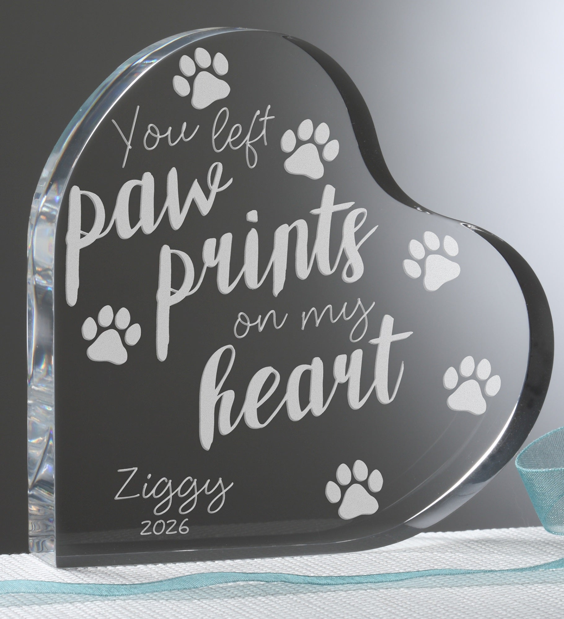Paw Prints On My Heart Personalized Heart Keepsake