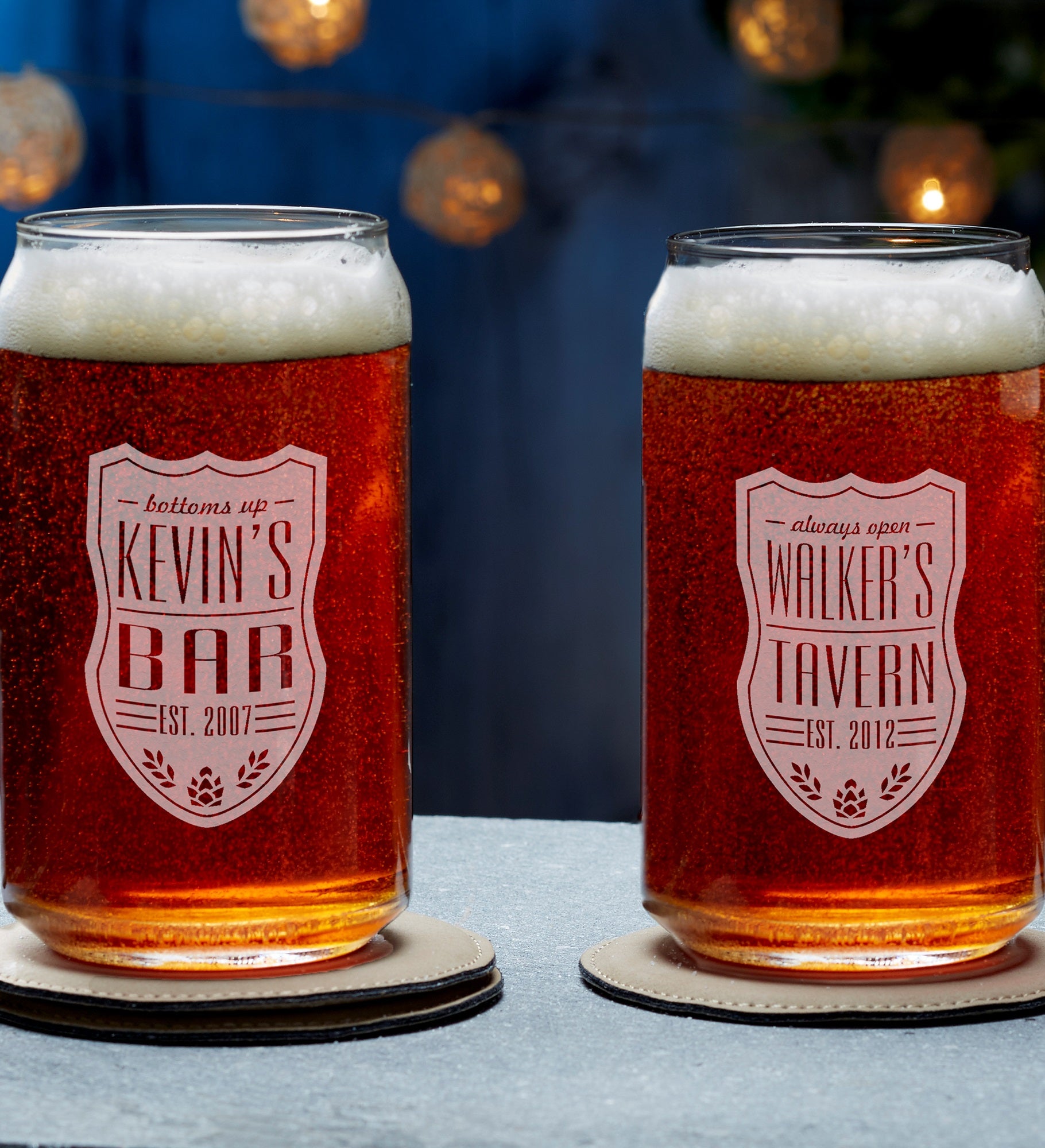 Beer Label Engraved Beer Can Glass