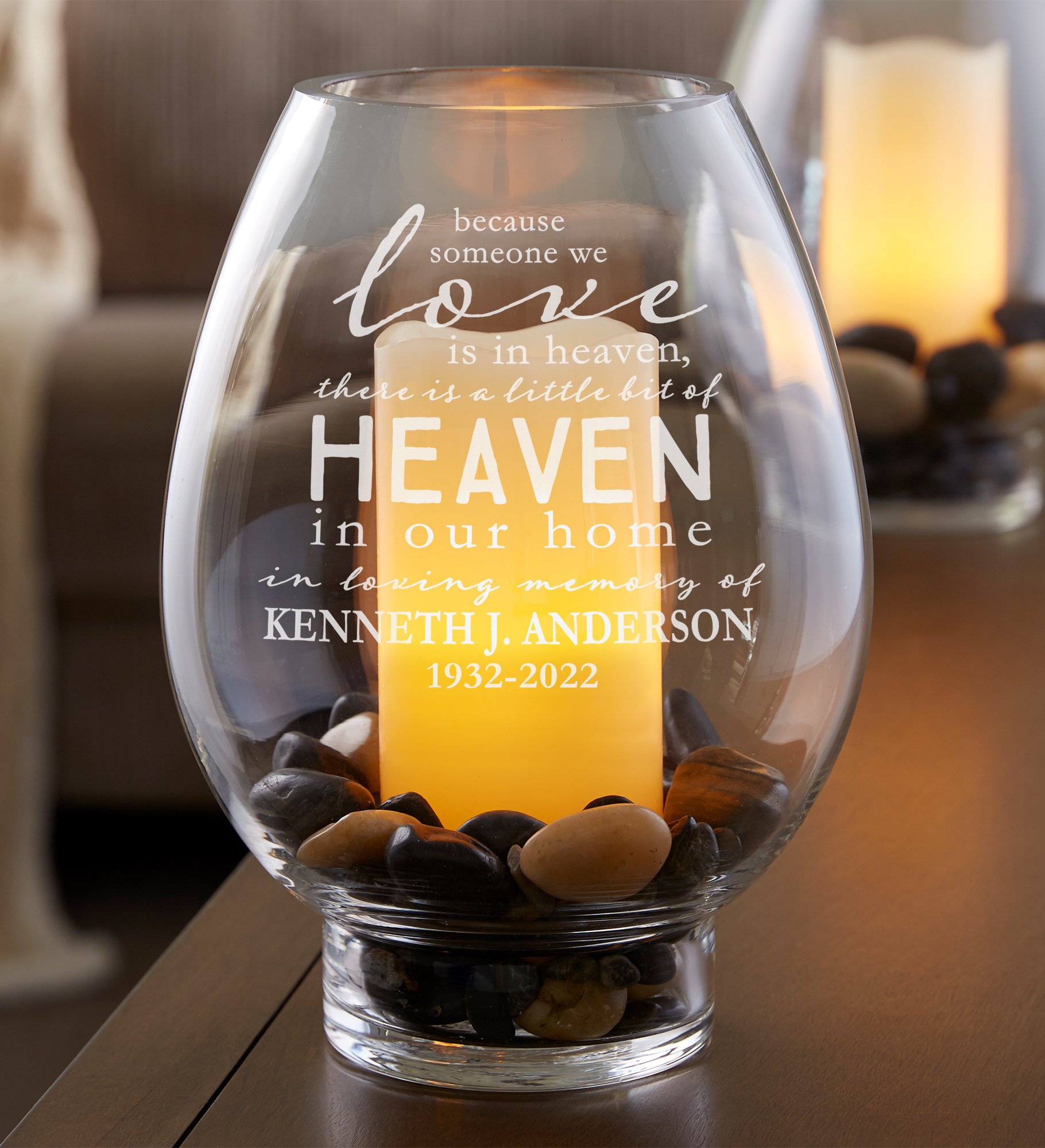 Heaven In Our Home Engraved Hurricane Candle Holder