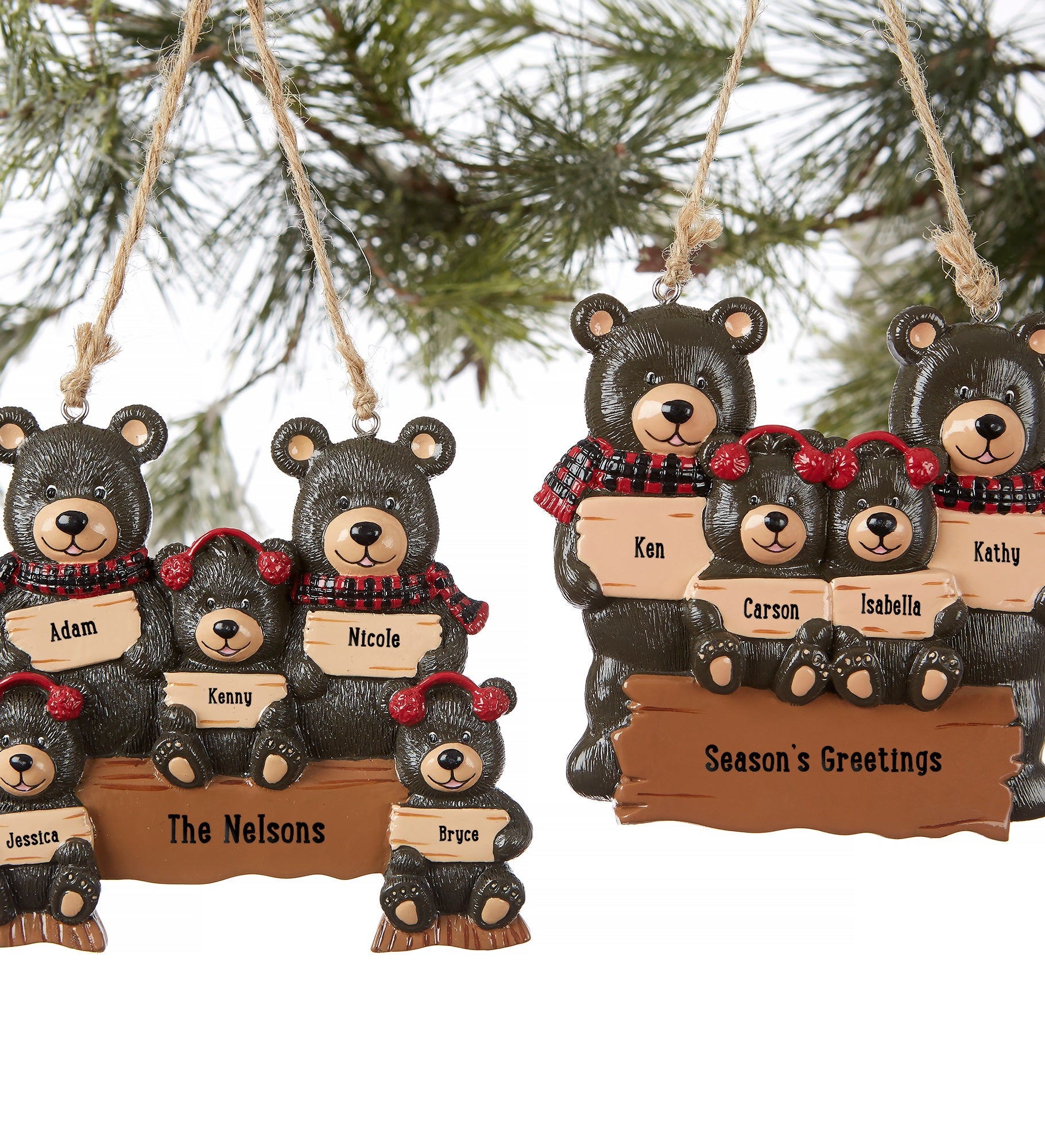Holiday Bear Family<sup>©</sup> Personalized Ornament