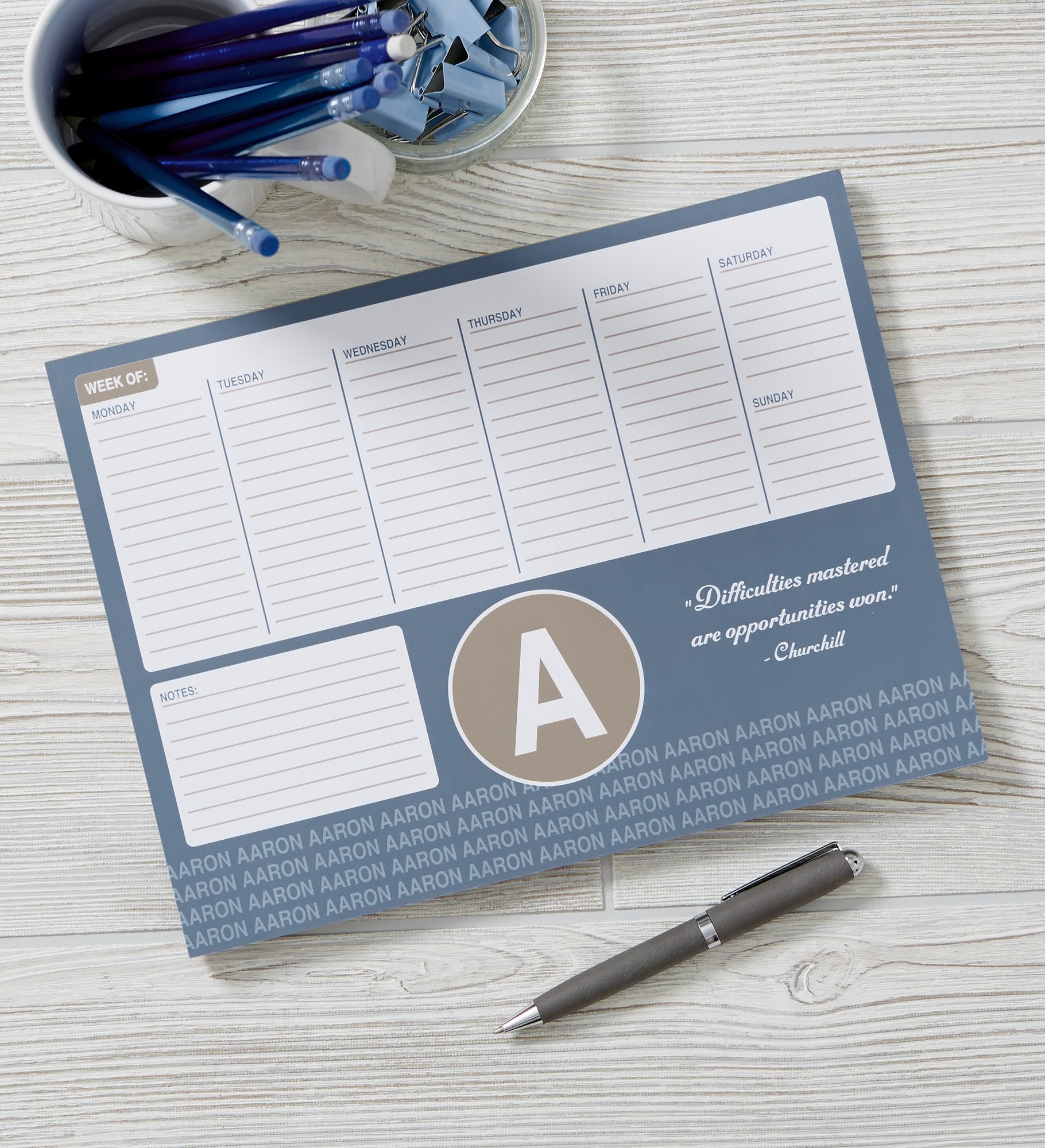 Sophisticated Quotes Personalized Weekly Planner