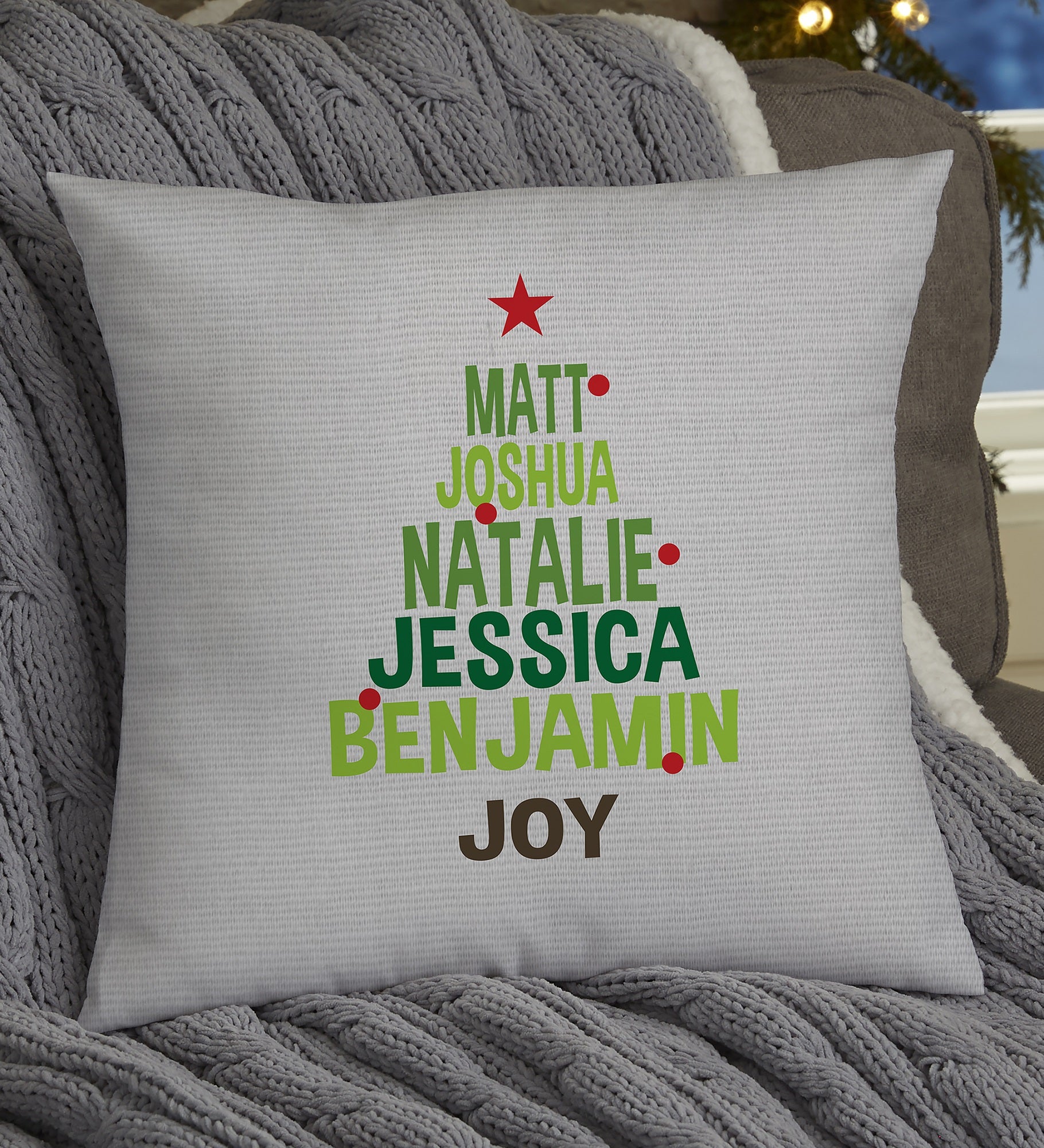 Christmas Family Tree Personalized Throw Pillow