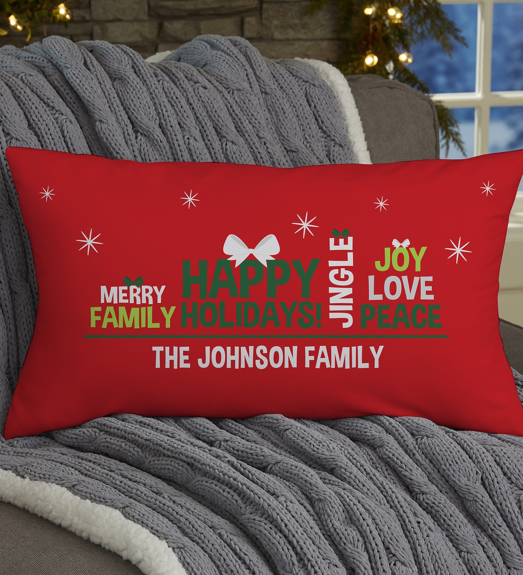 Christmas Family Tree Personalized Throw Pillow