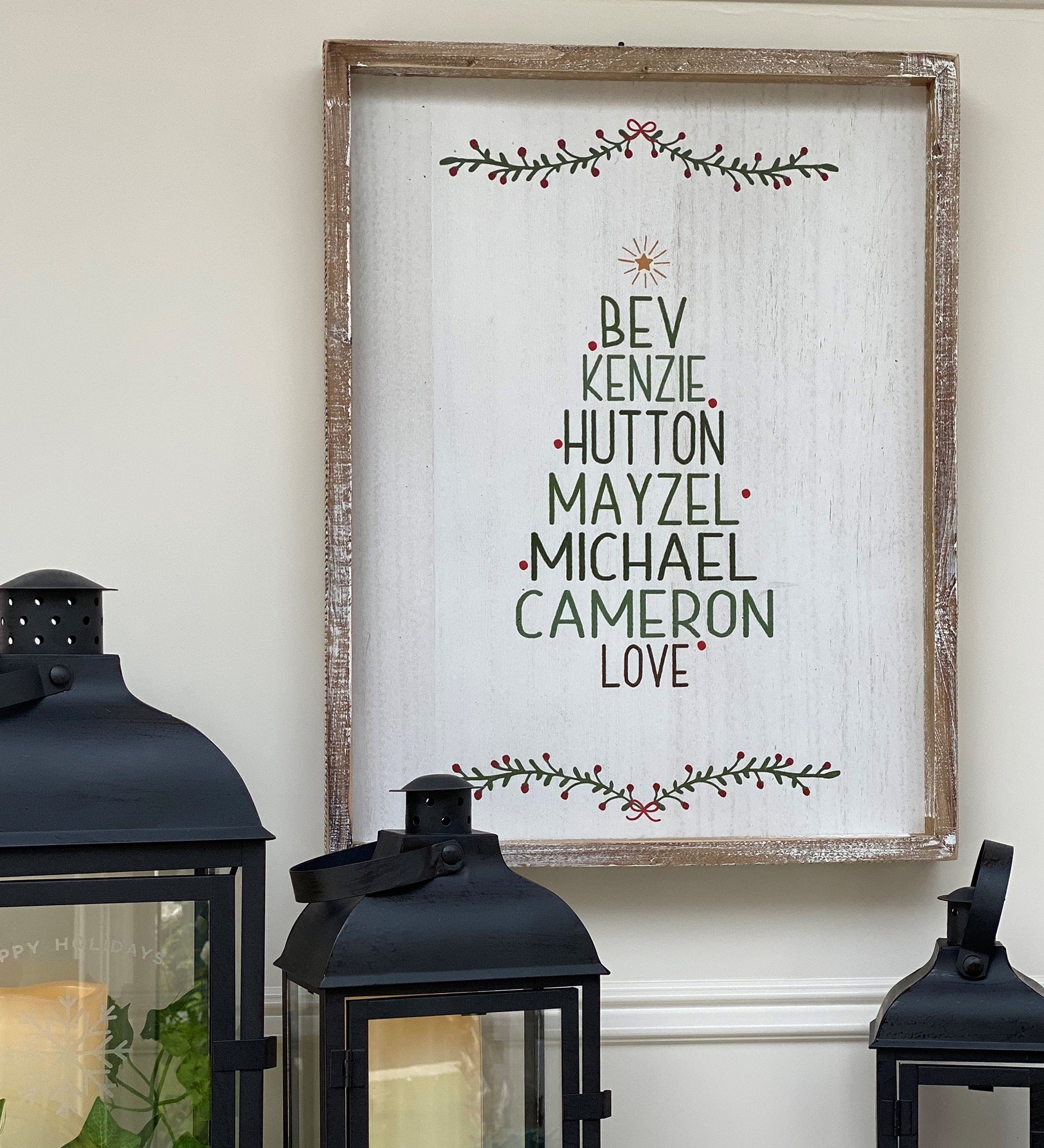 Christmas Family Tree Personalized Frame Wall Art