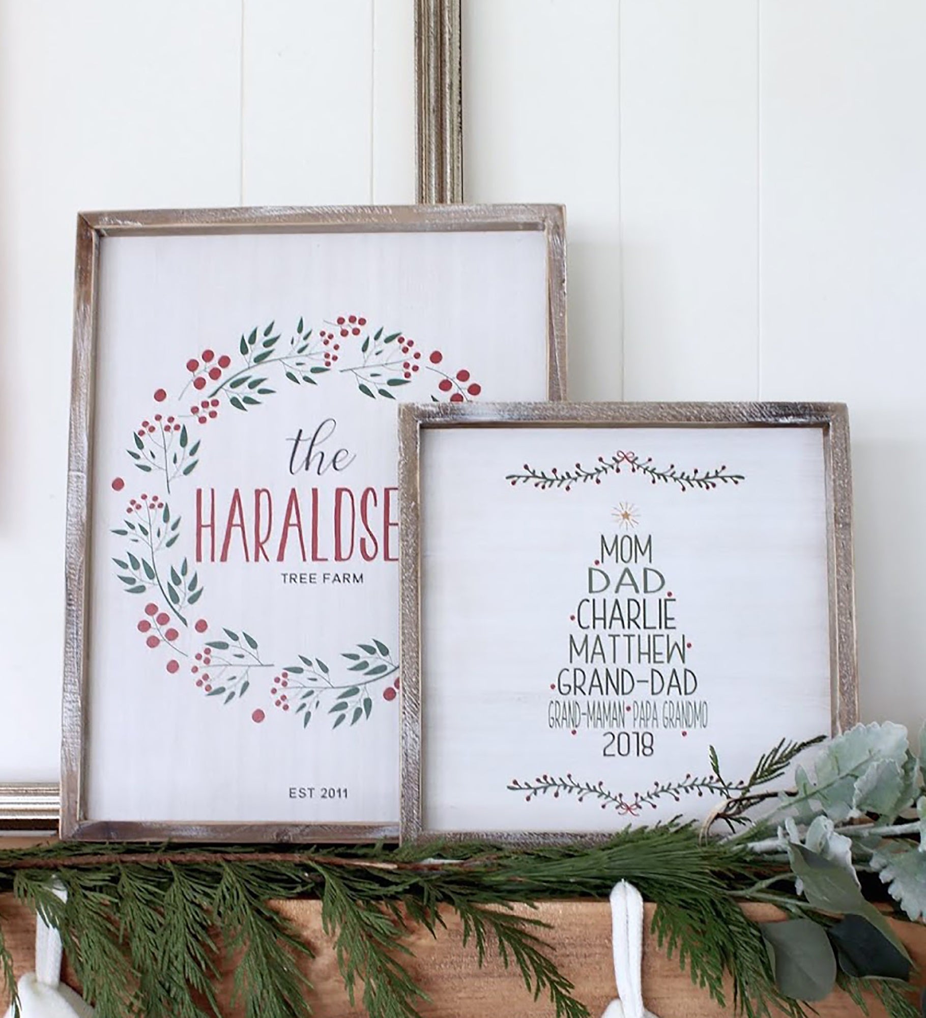 Christmas Family Tree Personalized Frame Wall Art