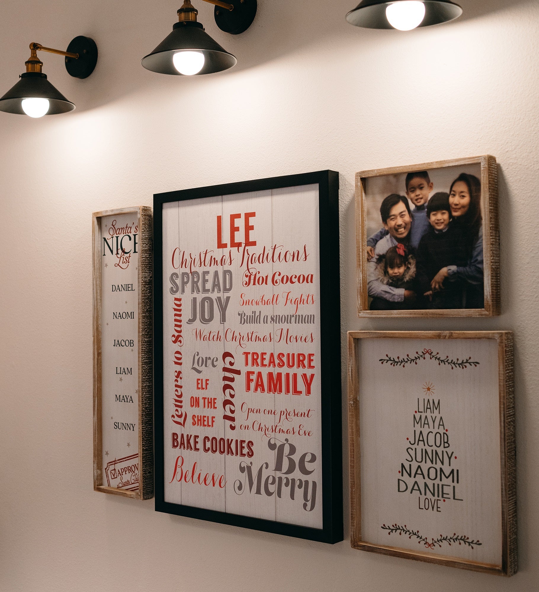 Christmas Family Tree Personalized Frame Wall Art