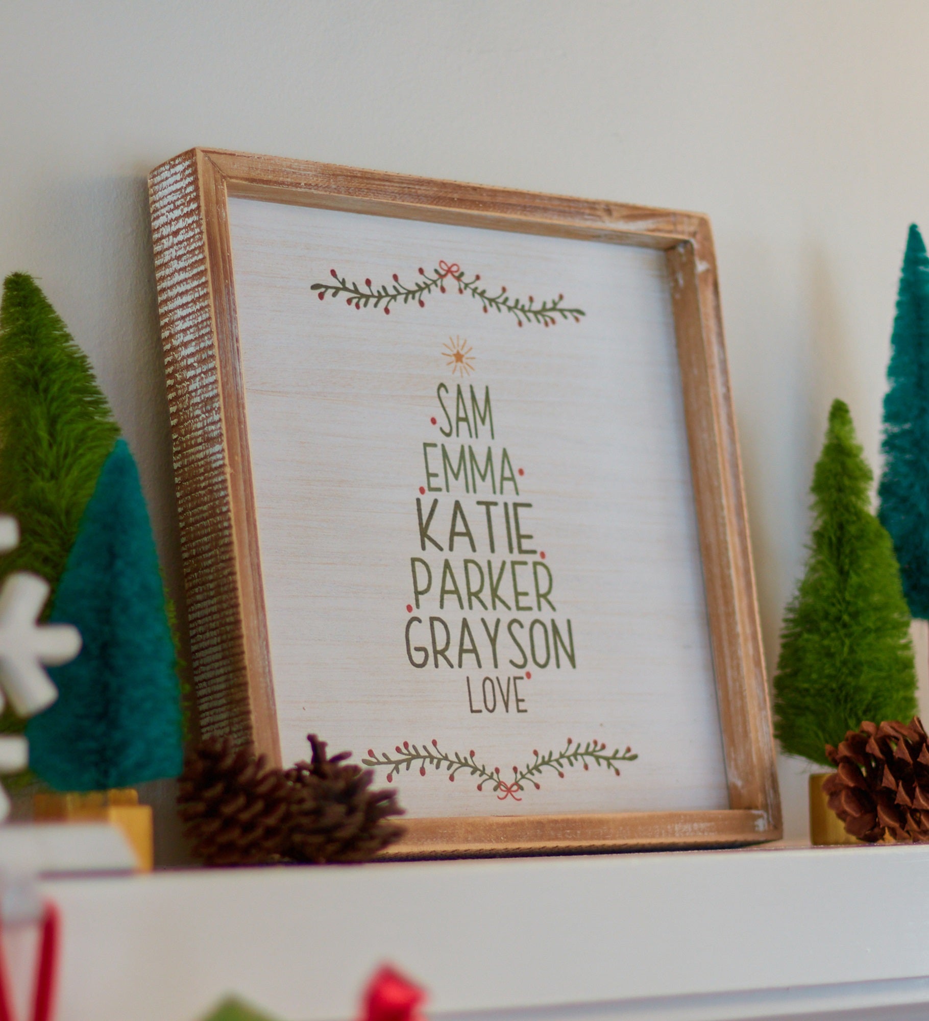 Christmas Family Tree Personalized Frame Wall Art