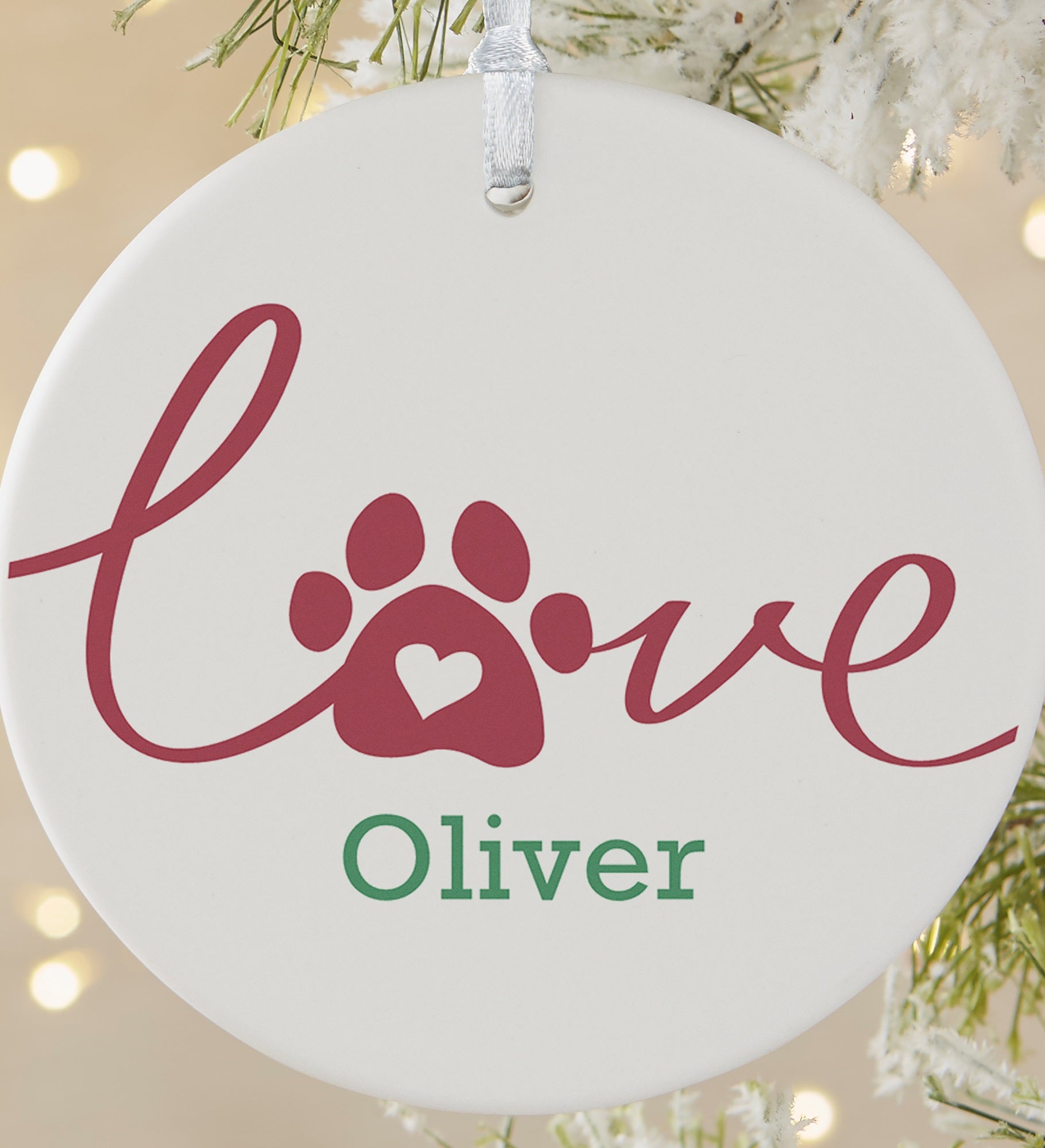 Love Has 4 Paws Personalized Dog Ornament