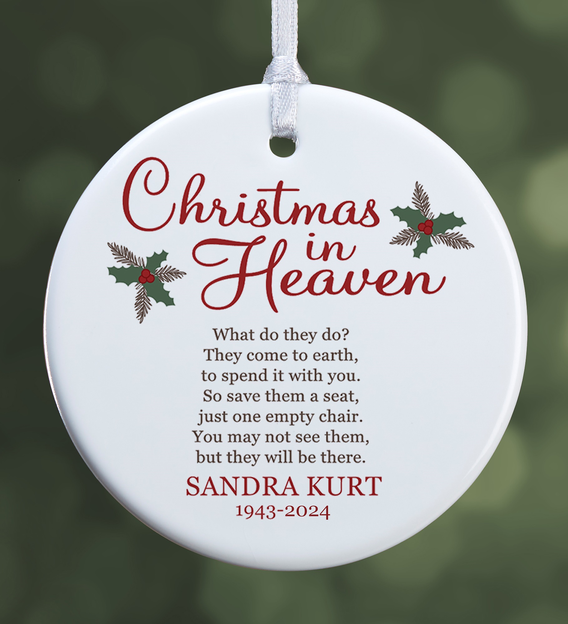 Christmas In Heaven Personalized Premium Memorial Ornament