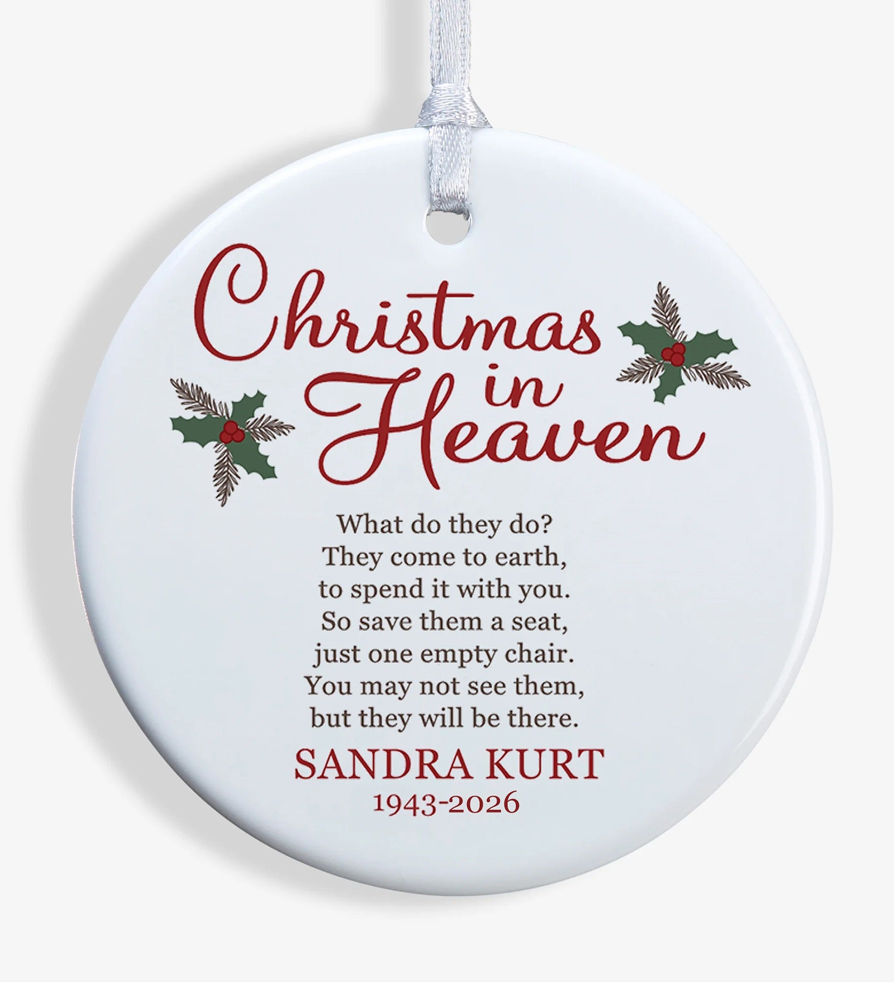 Christmas In Heaven Personalized Premium Memorial Ornament