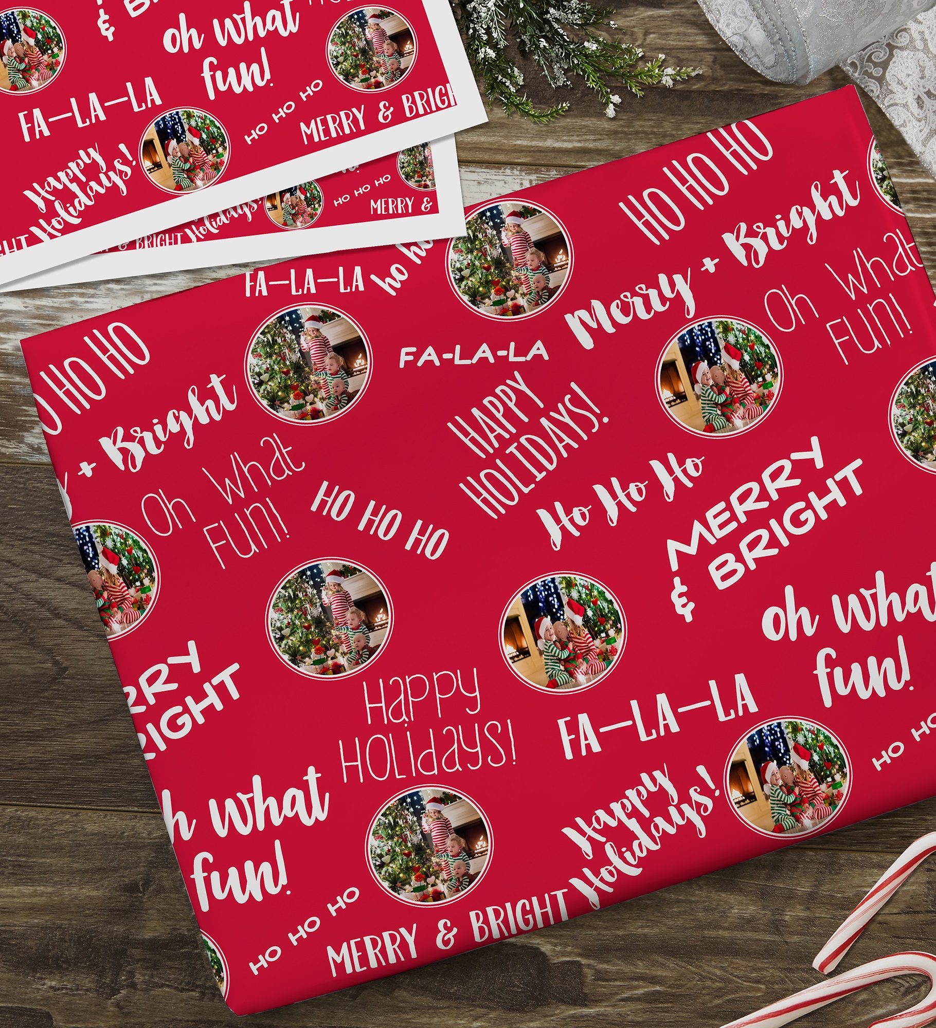 Christmas Photo Collage Personalized Wrapping Paper