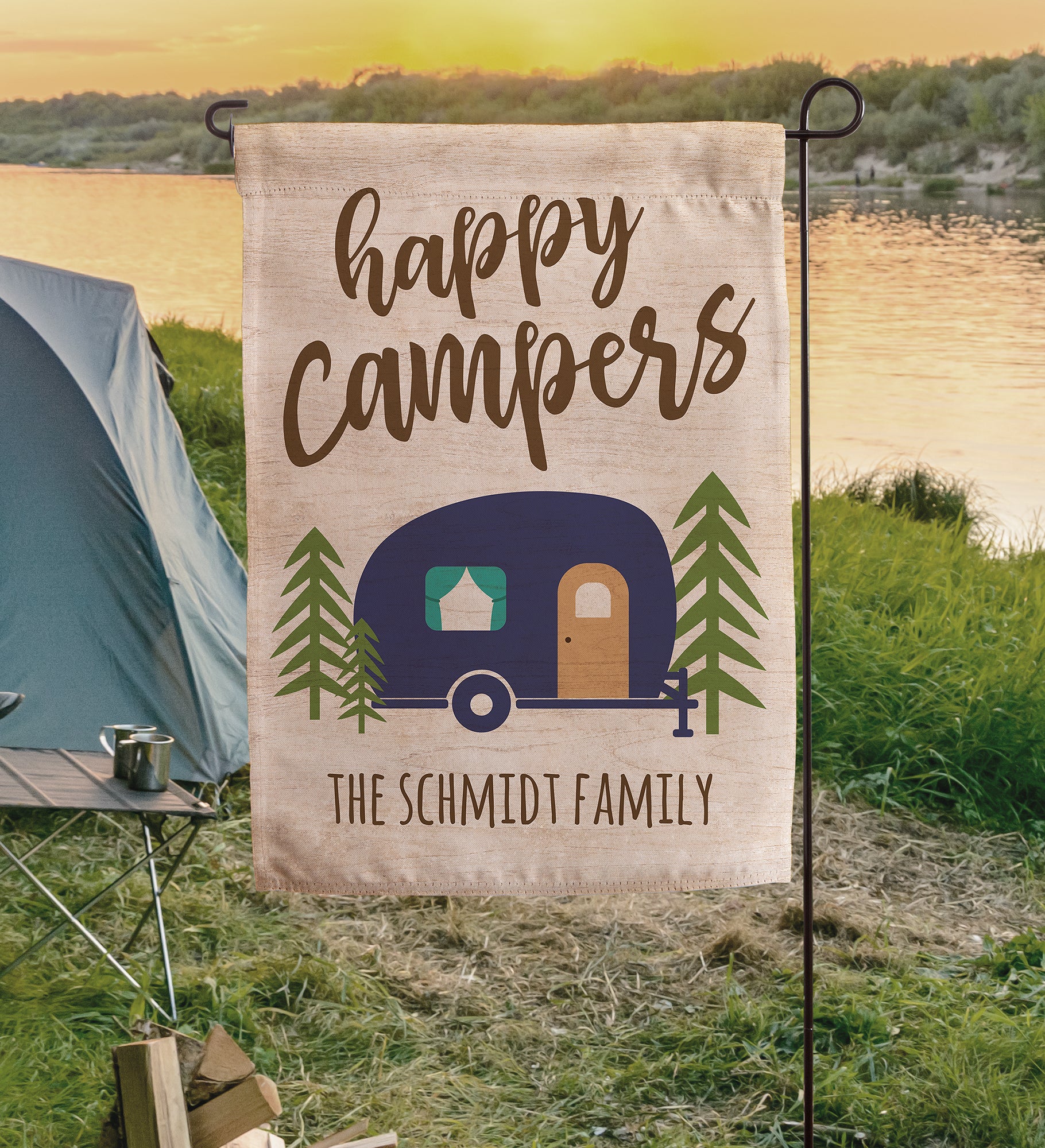 Happy Campers Personalized Camping Flag