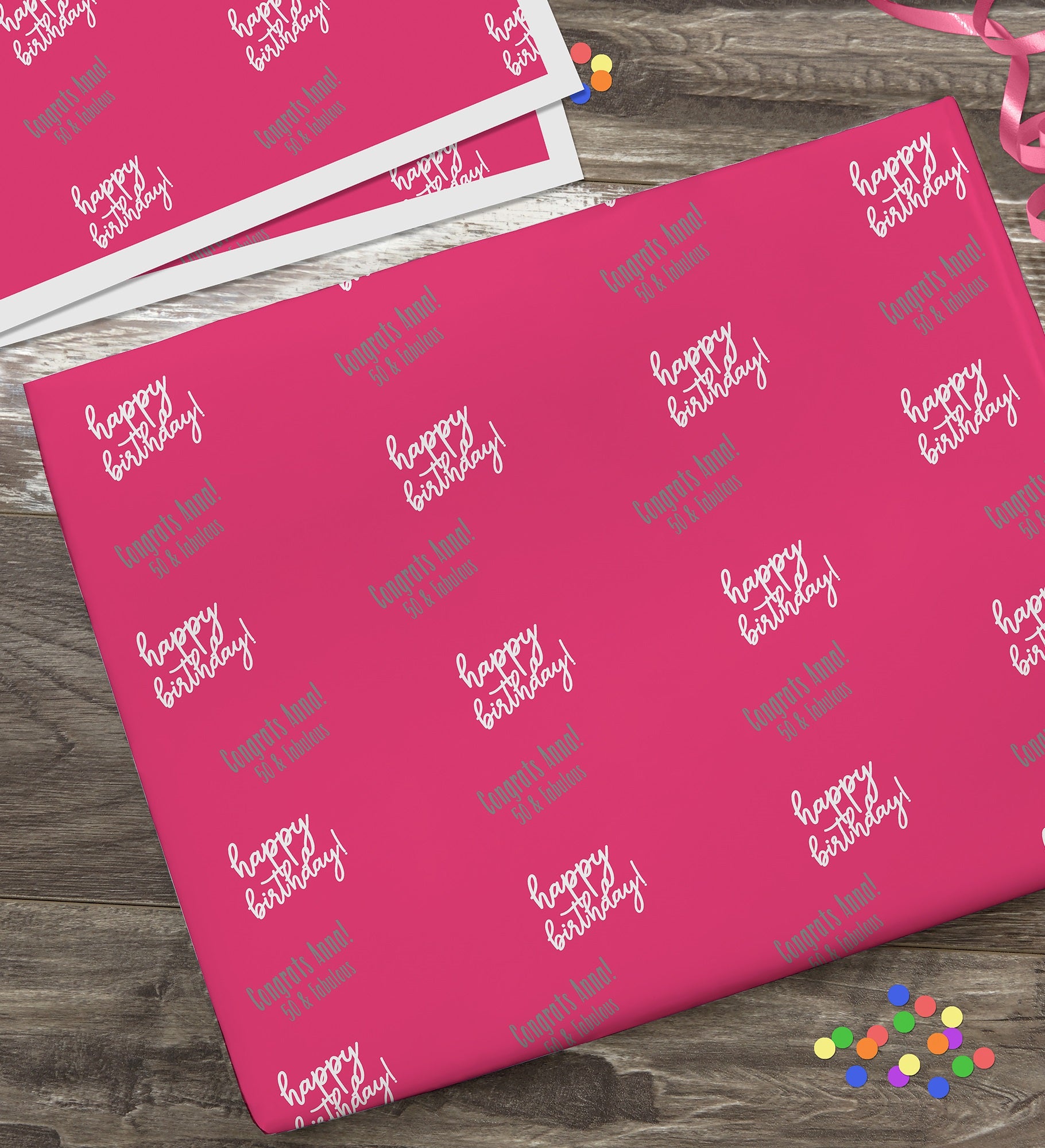 Step & Repeat Personalized Birthday Wrapping Paper