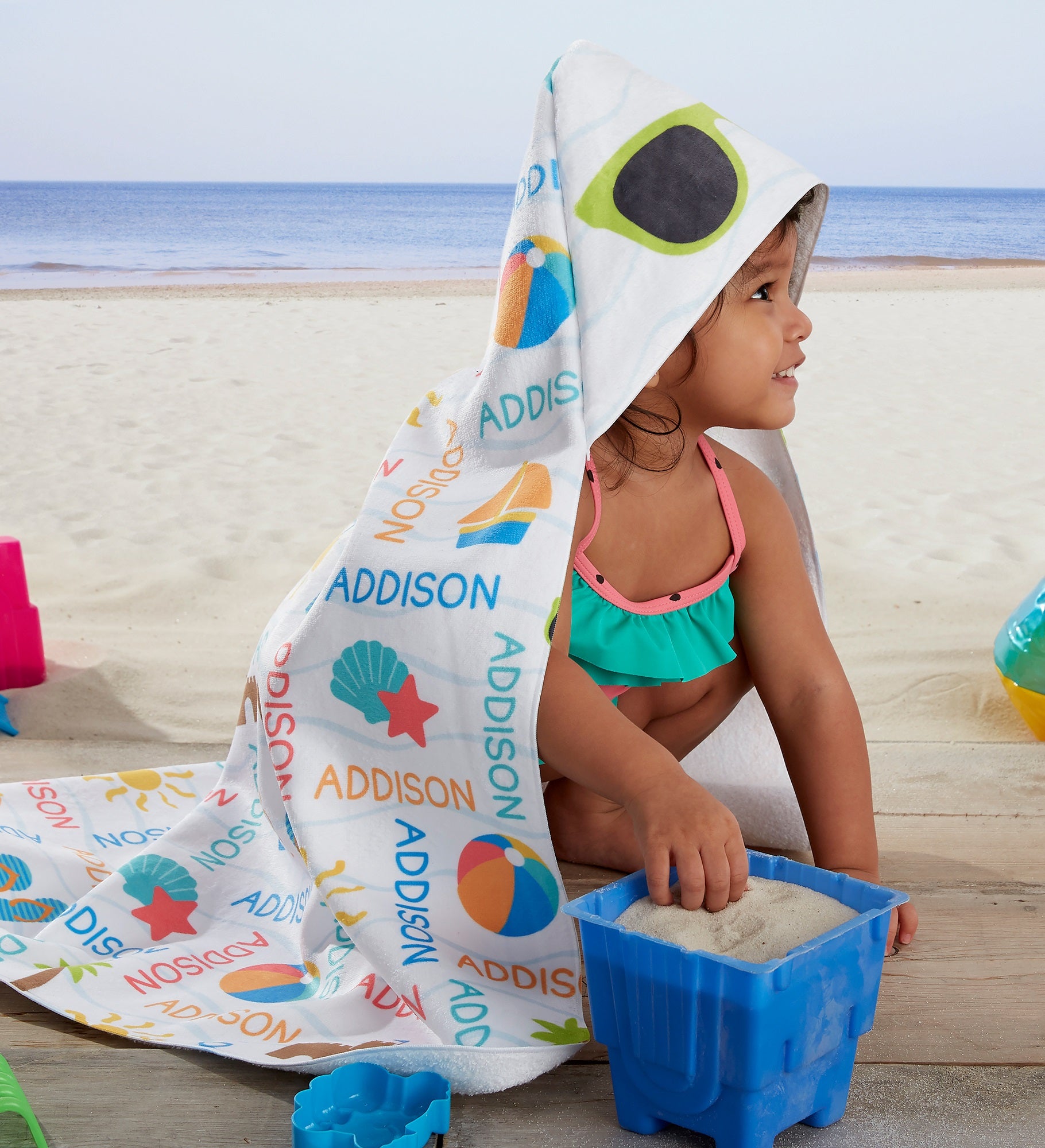 Beach Fun! Personalized Baby Hooded Beach & Pool Towel