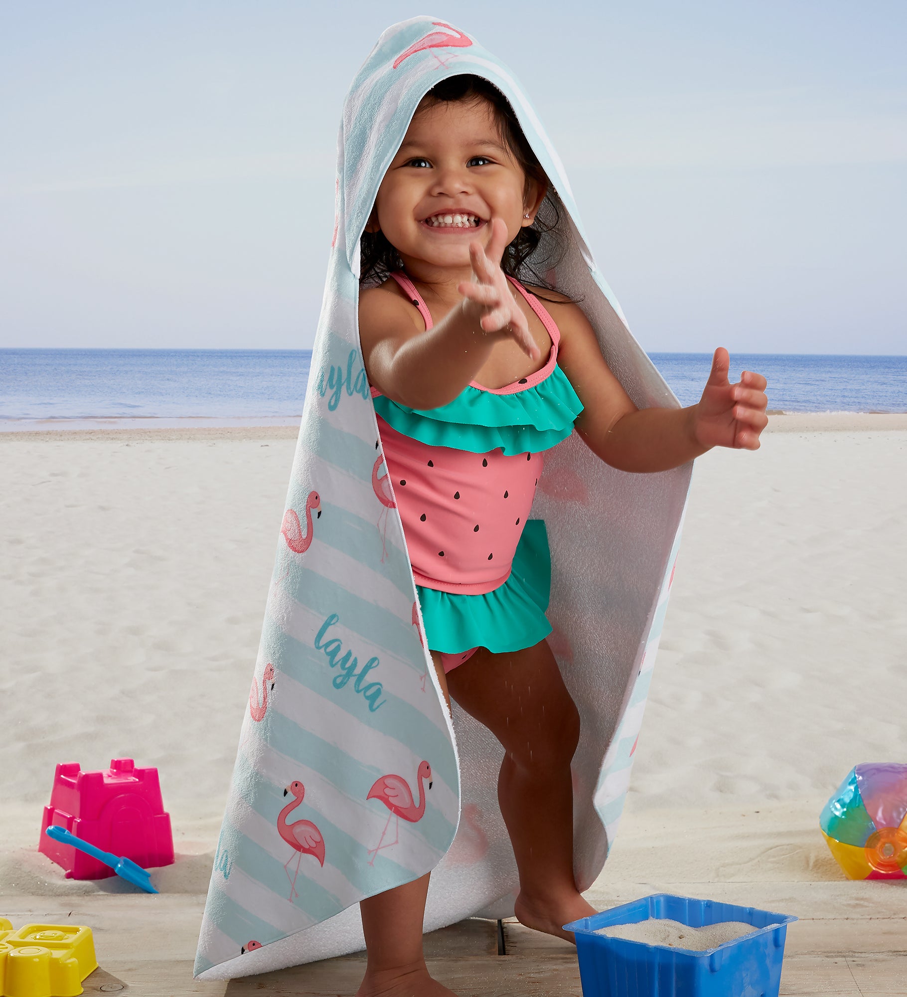 Flamingo Personalized Baby Hooded Beach & Pool Towel