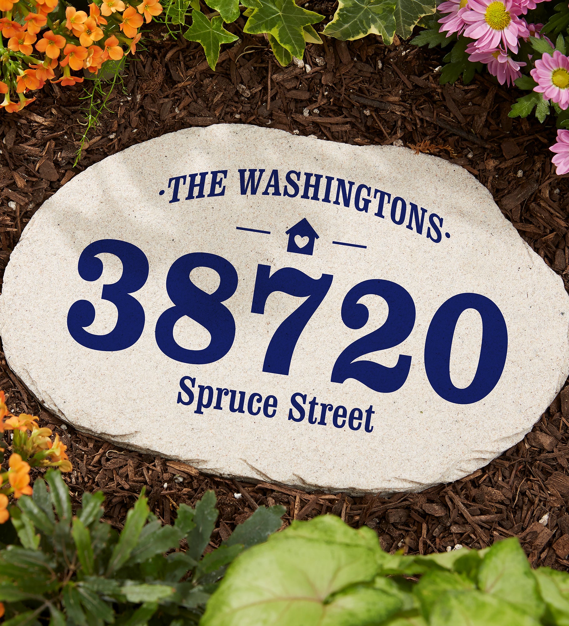 Home Address Personalized Round Garden Stone