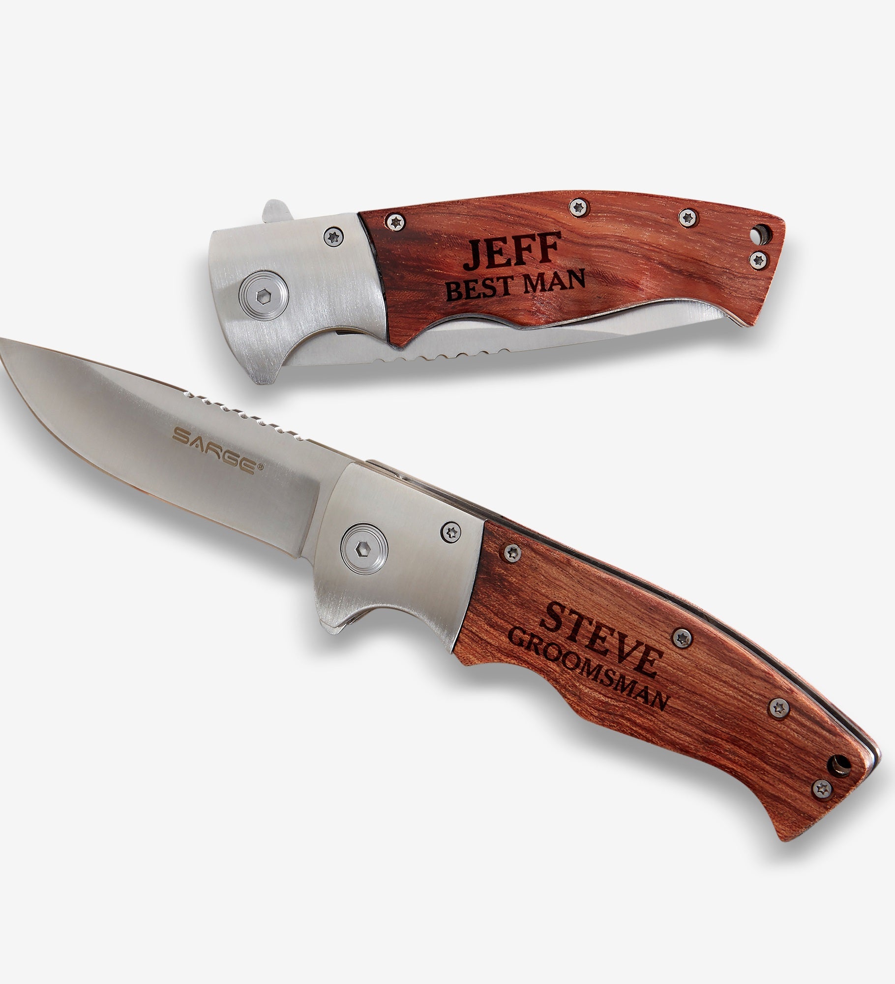 Groomsman Personalized Wooden Handle Folding Knife