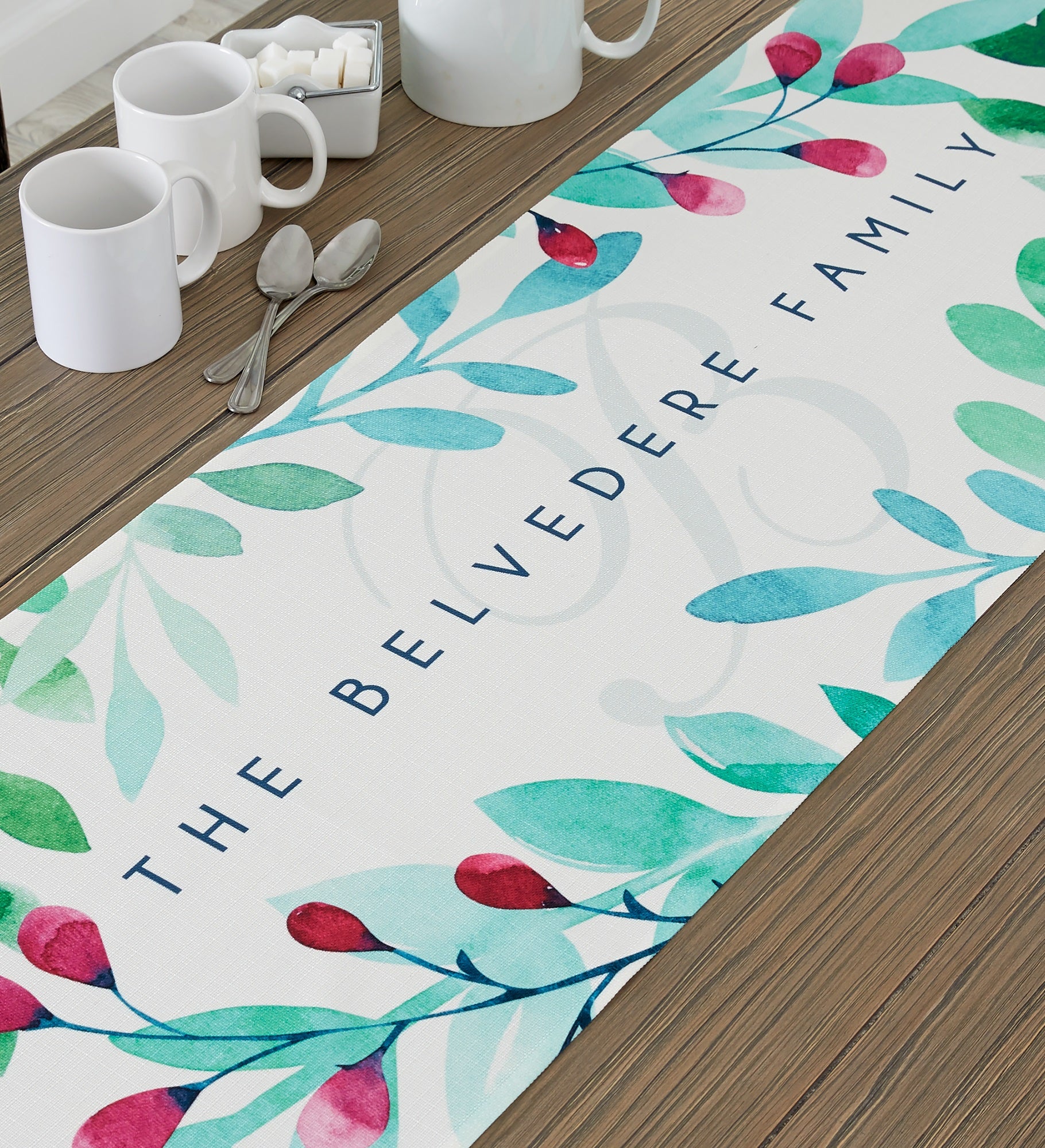 Spring Floral Personalized Table Runner