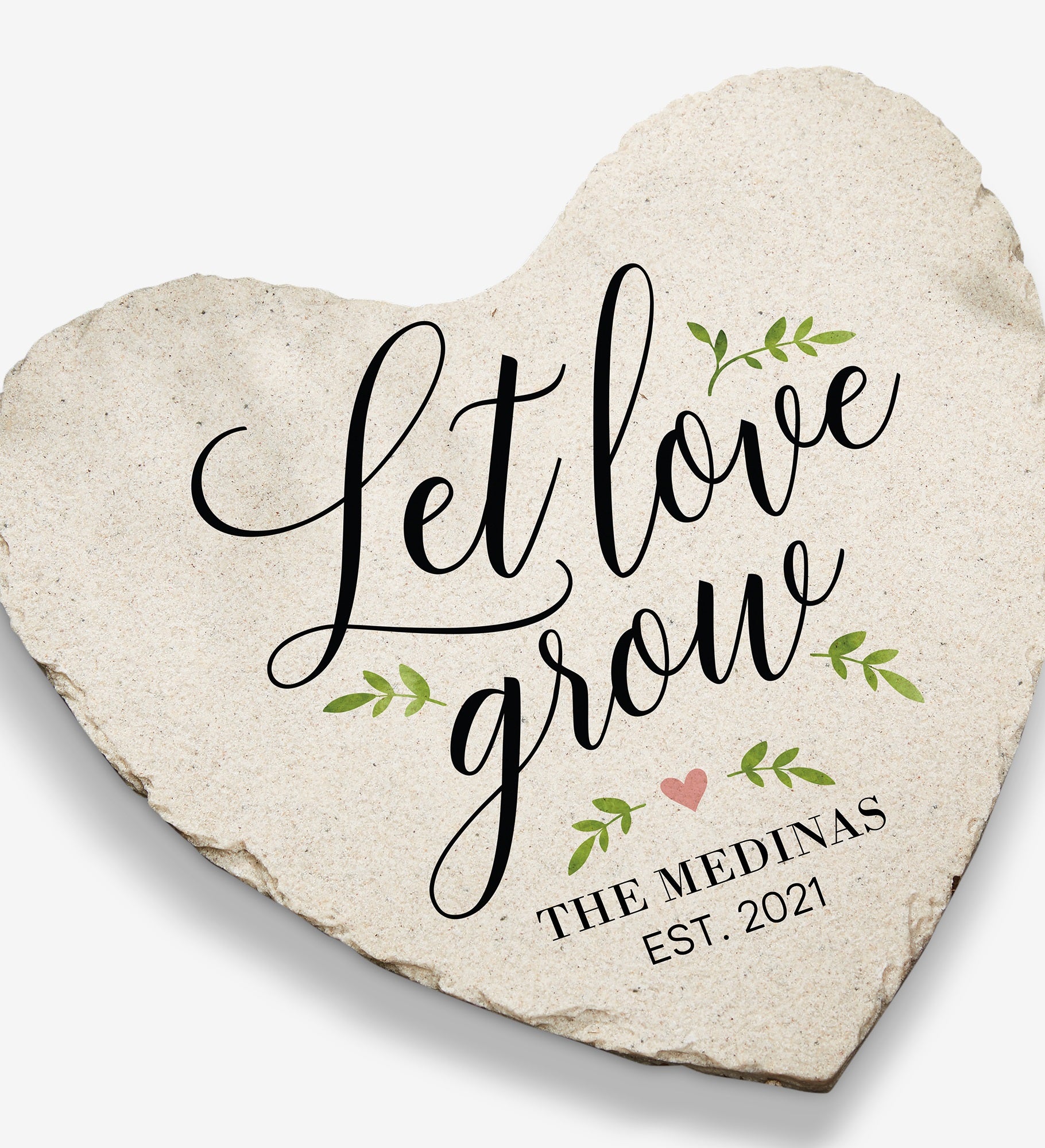 Let Love Grow Personalized Heart Garden Stones