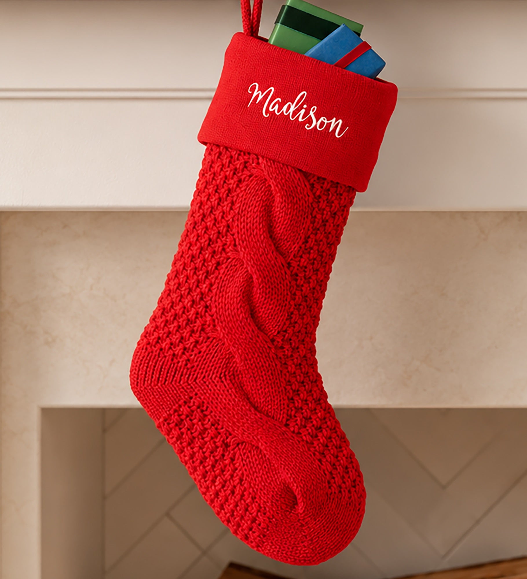 Cozy Cable Knit Personalized Christmas Stockings