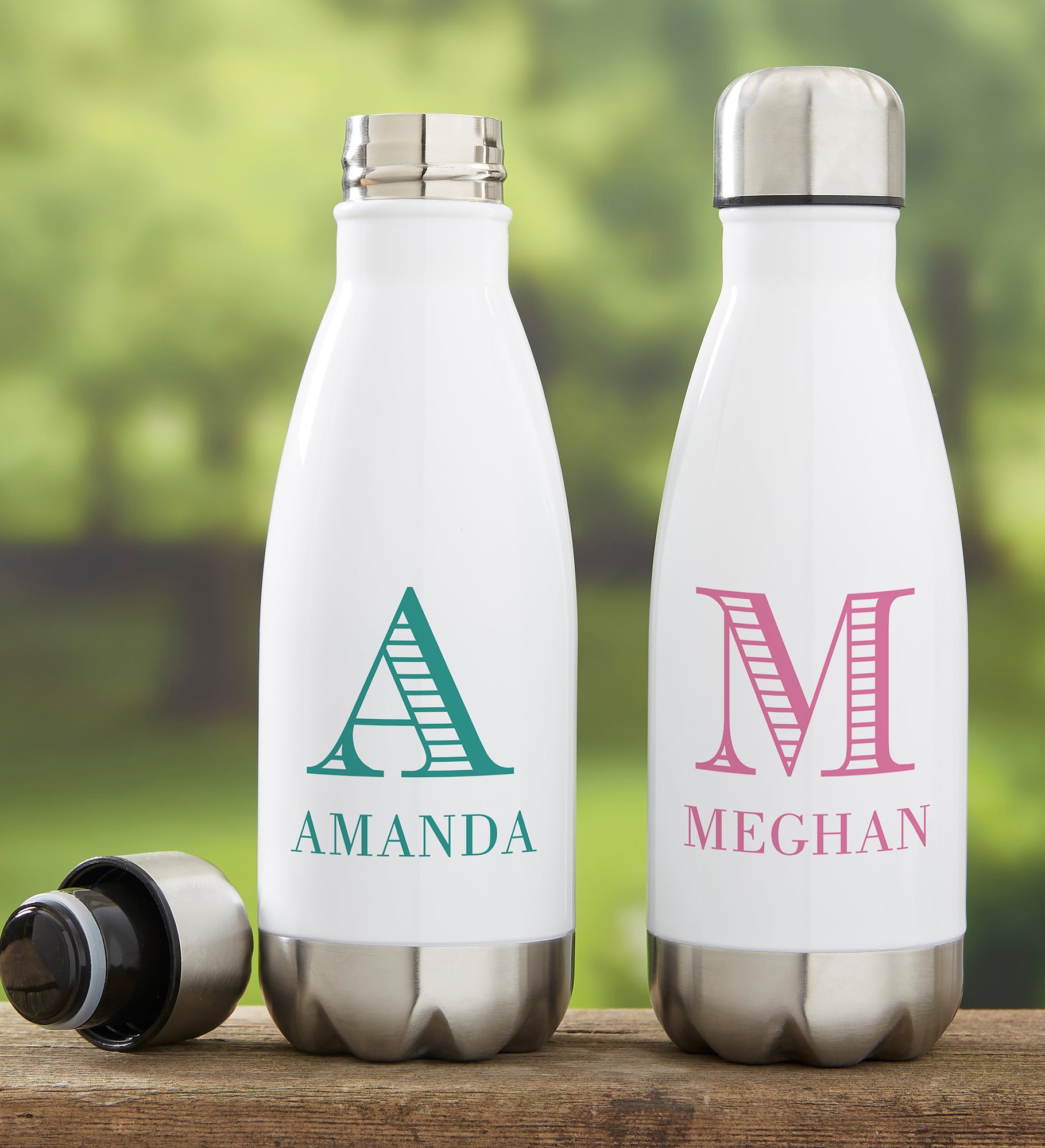 Striped Monogram Personalized Insulated Water Bottle
