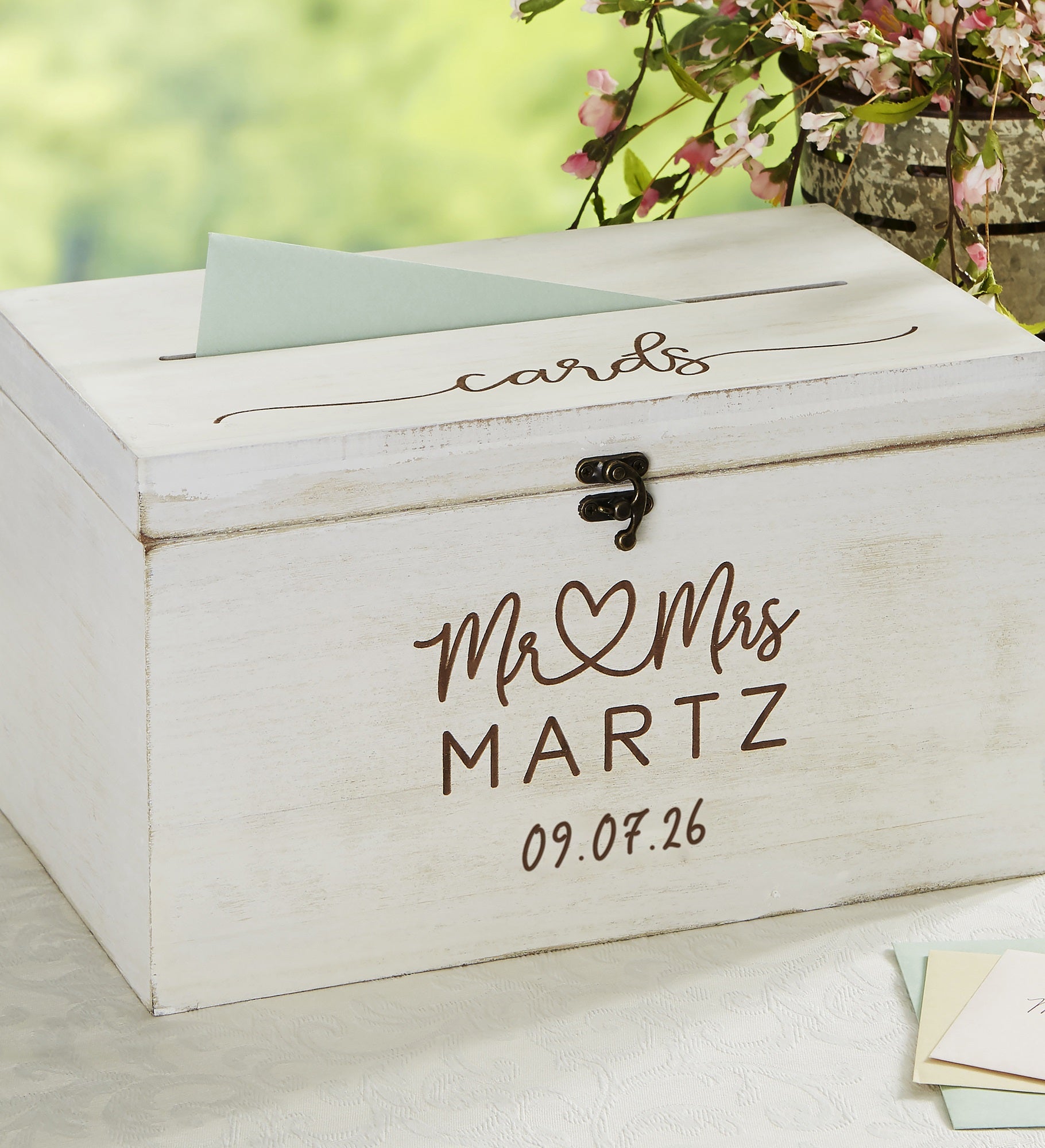 Infinite Love Personalized Wedding Wood Keepsake Card Box