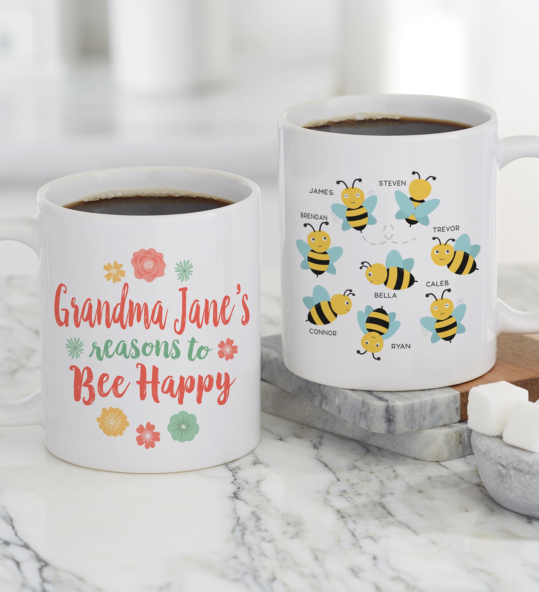 Bee Happy Personalized Coffee Mugs
