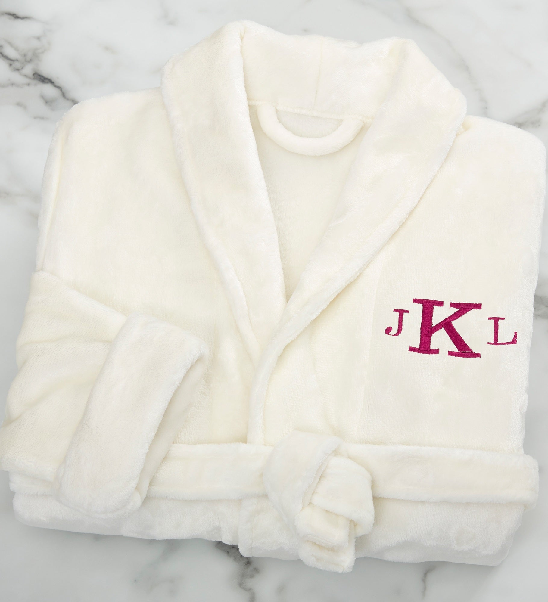 Classic Embroidered Short Fleece Robe