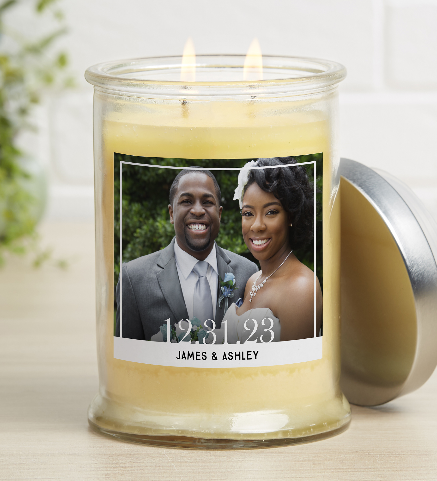 Our Wedding Photo Personalized Candle Jar