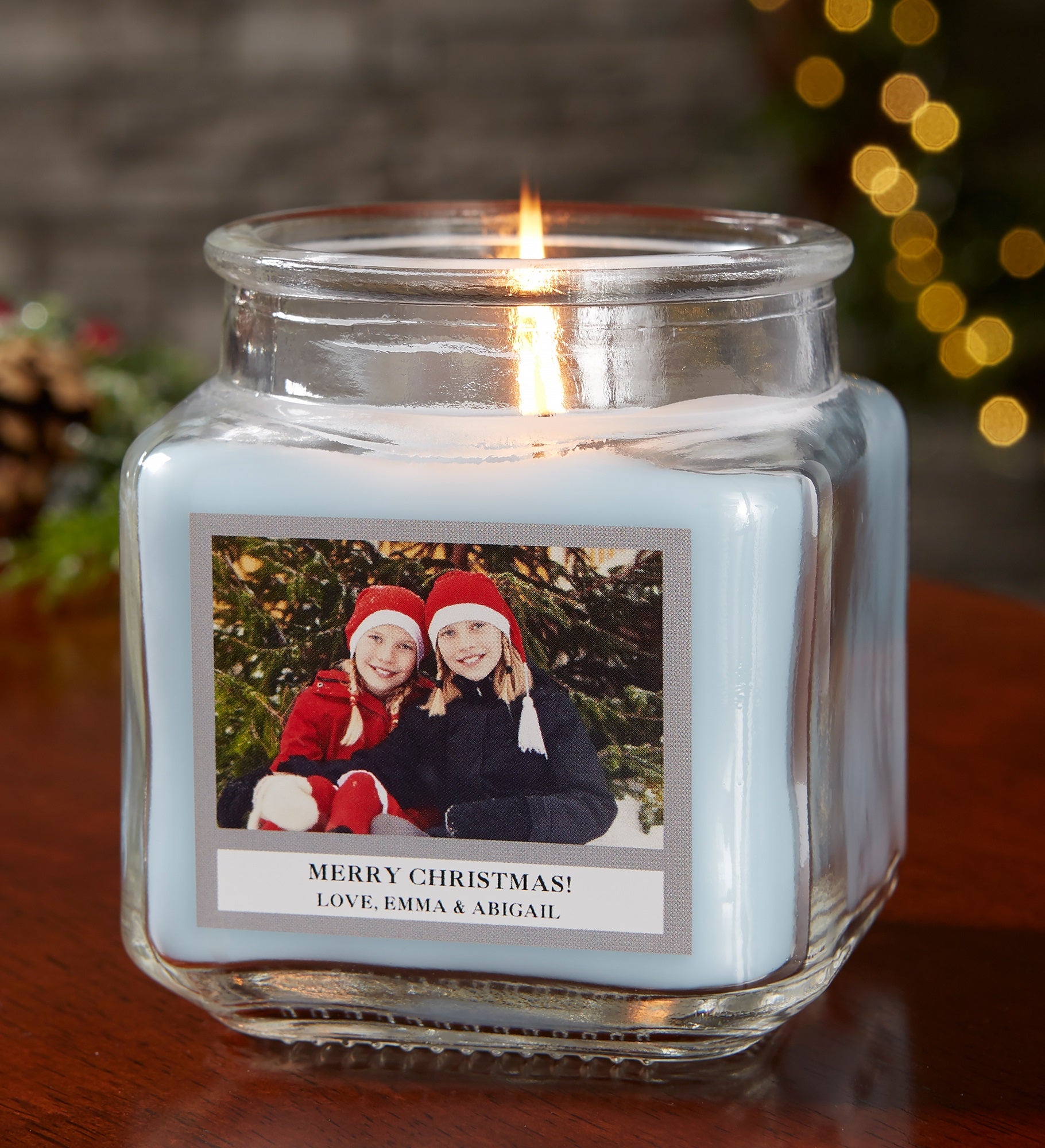 Picture Perfect Holiday Personalized Scented Glass Candle Jar