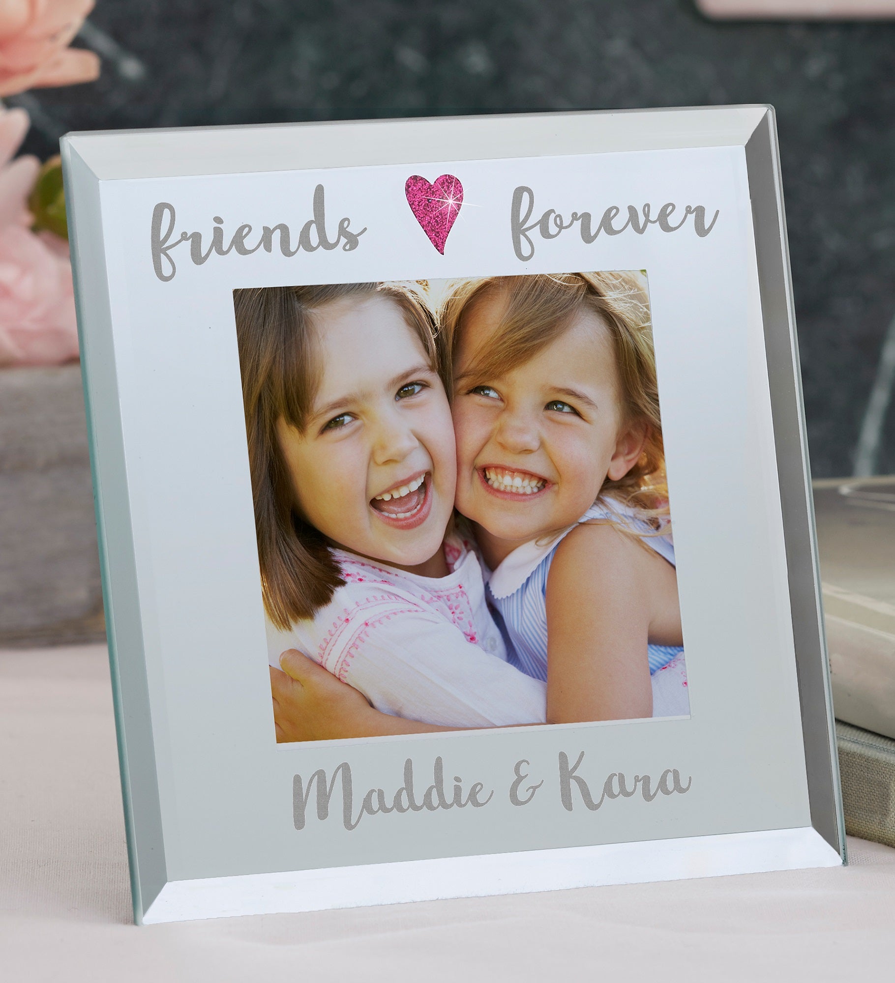 Best Friends Personalized Heart Glass Mini Frame