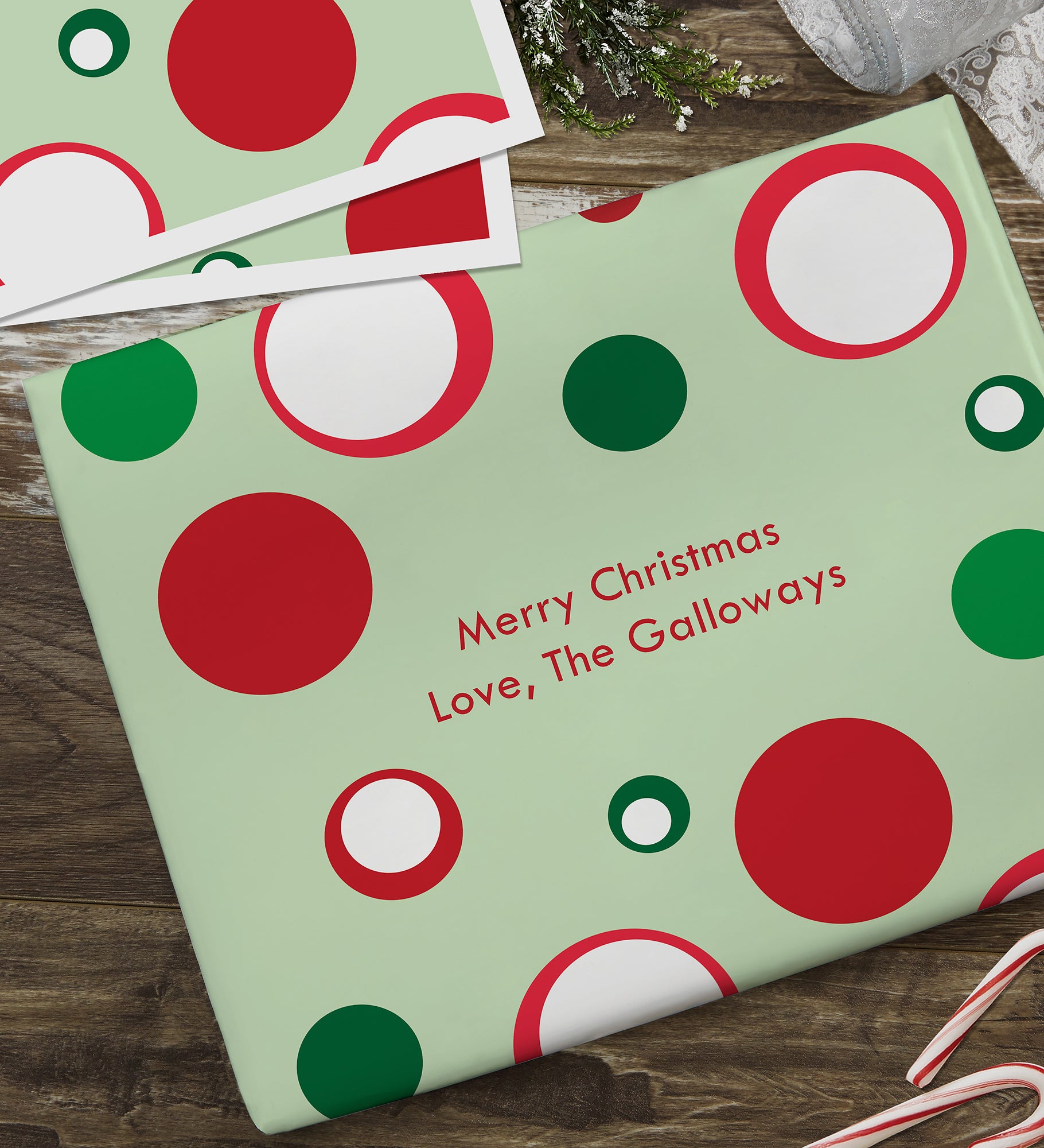 Holiday Circles Personalized Wrapping Paper