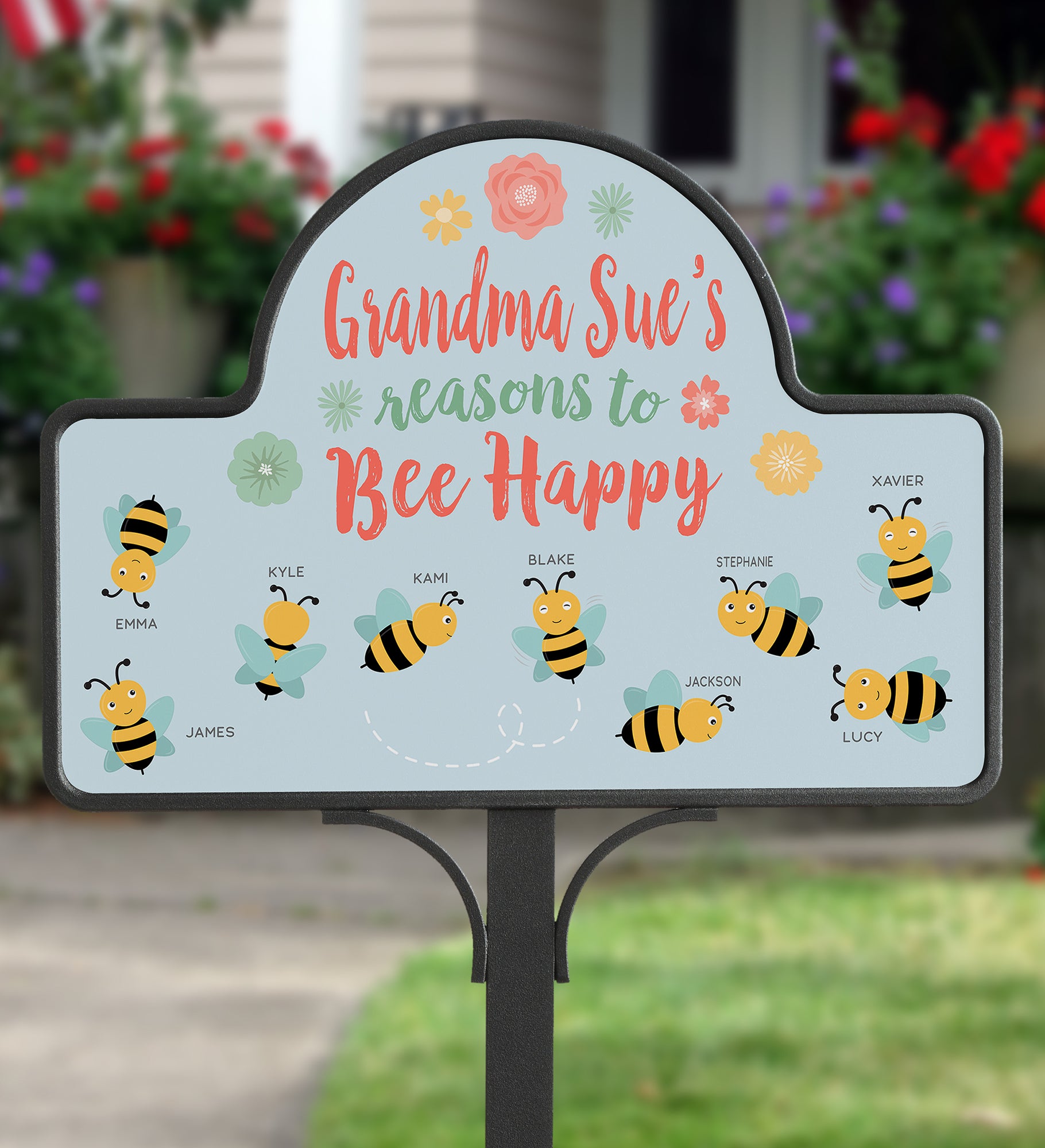 Bee Happy Personalized Magnetic Garden Sign