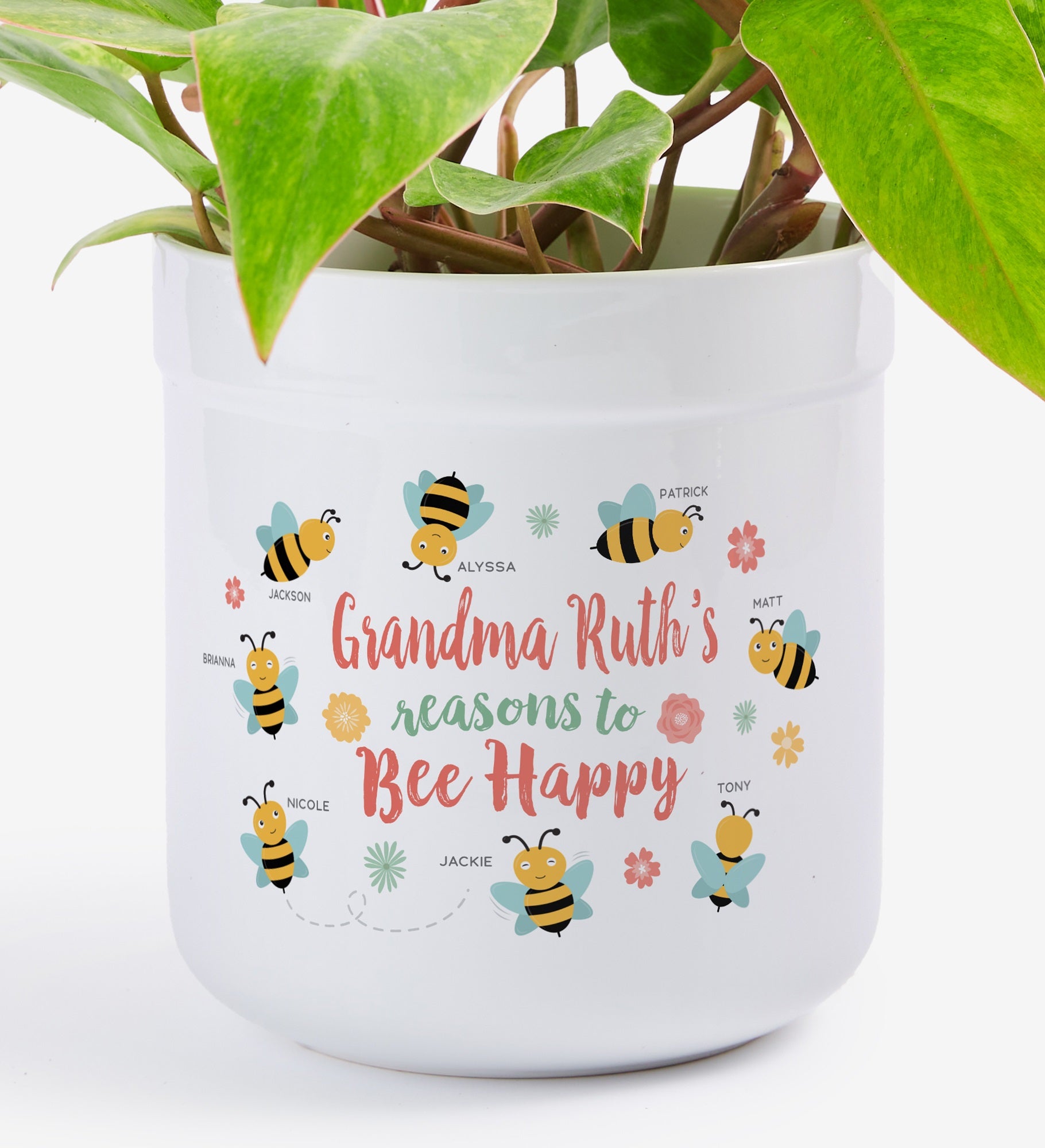 Bee Happy Personalized Outdoor Flower Pot