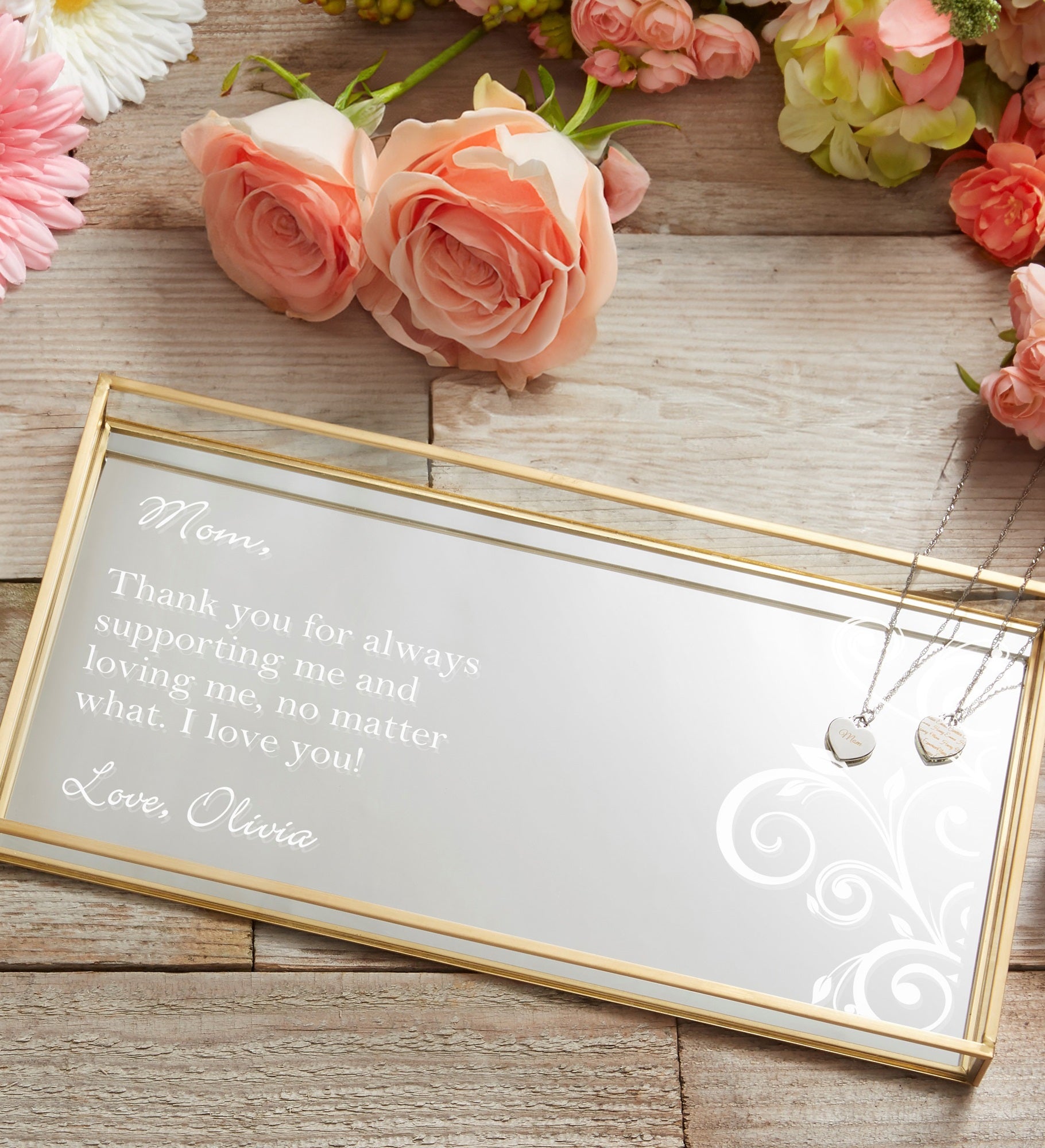 Special Message Personalized Mirrored Vanity Tray