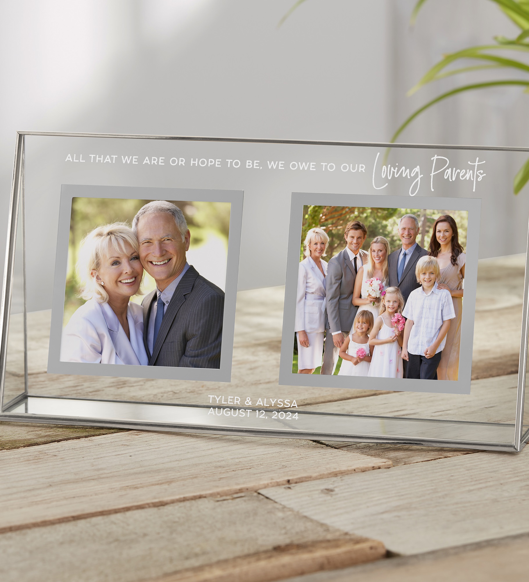 To My Parents Personalized Wedding Double Photo Glass Frame 
