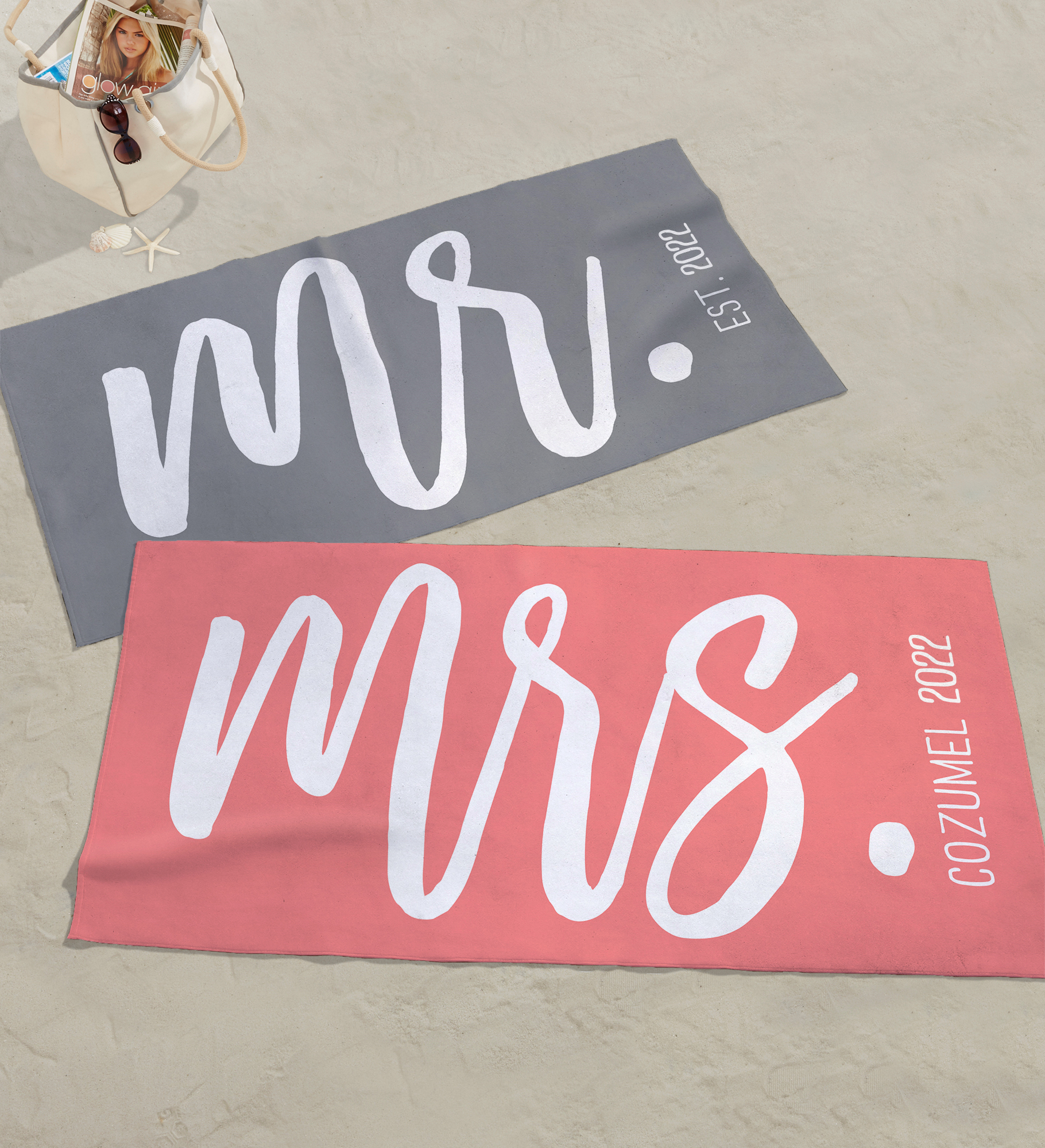 Mr. & Mrs. Personalized Beach Towel
