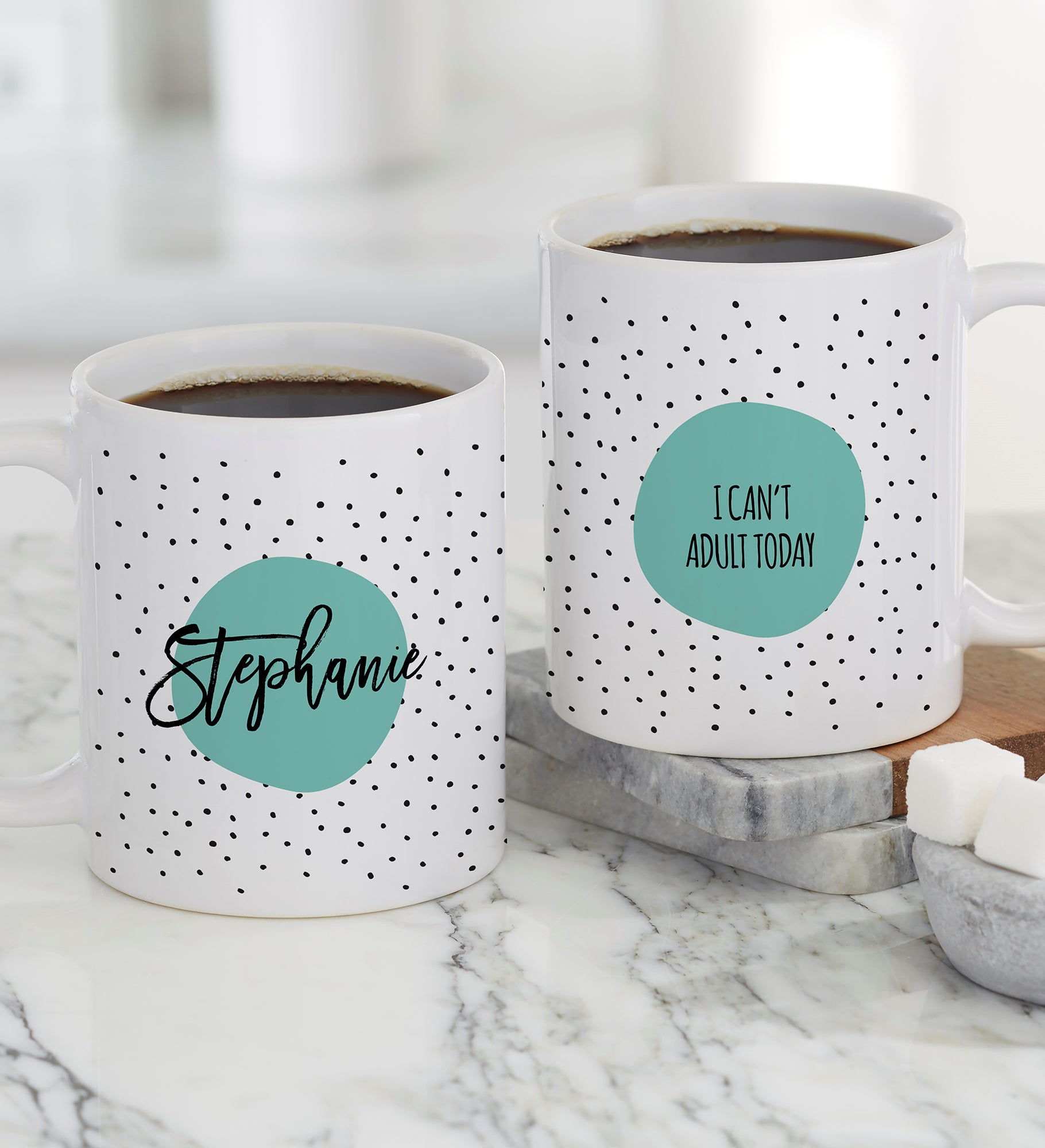 Modern Polka Dot Personalized Coffee Mugs