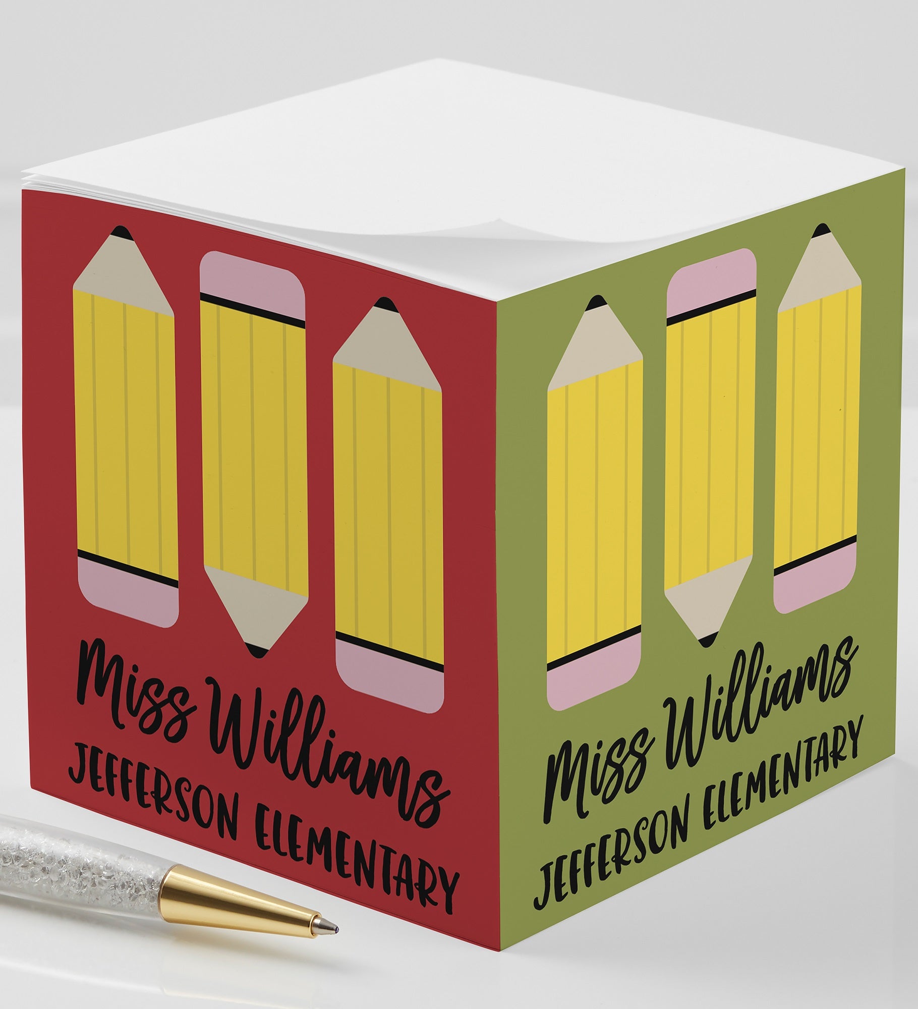 Teacher's Pencil Personalized Paper Note Cube