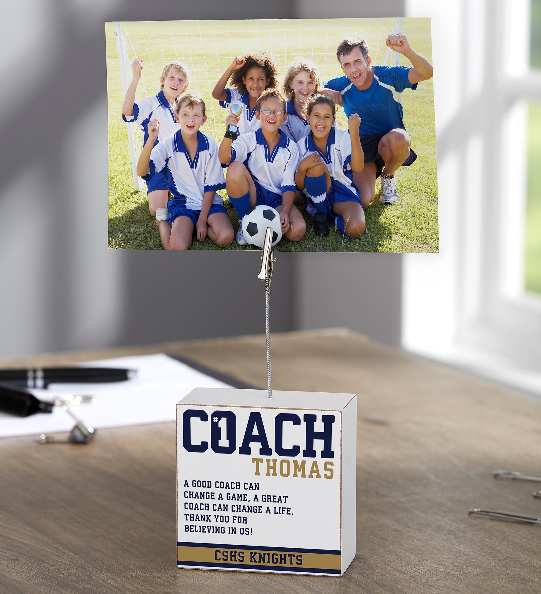 #1 Coach Personalized Photo Clip Holder Block