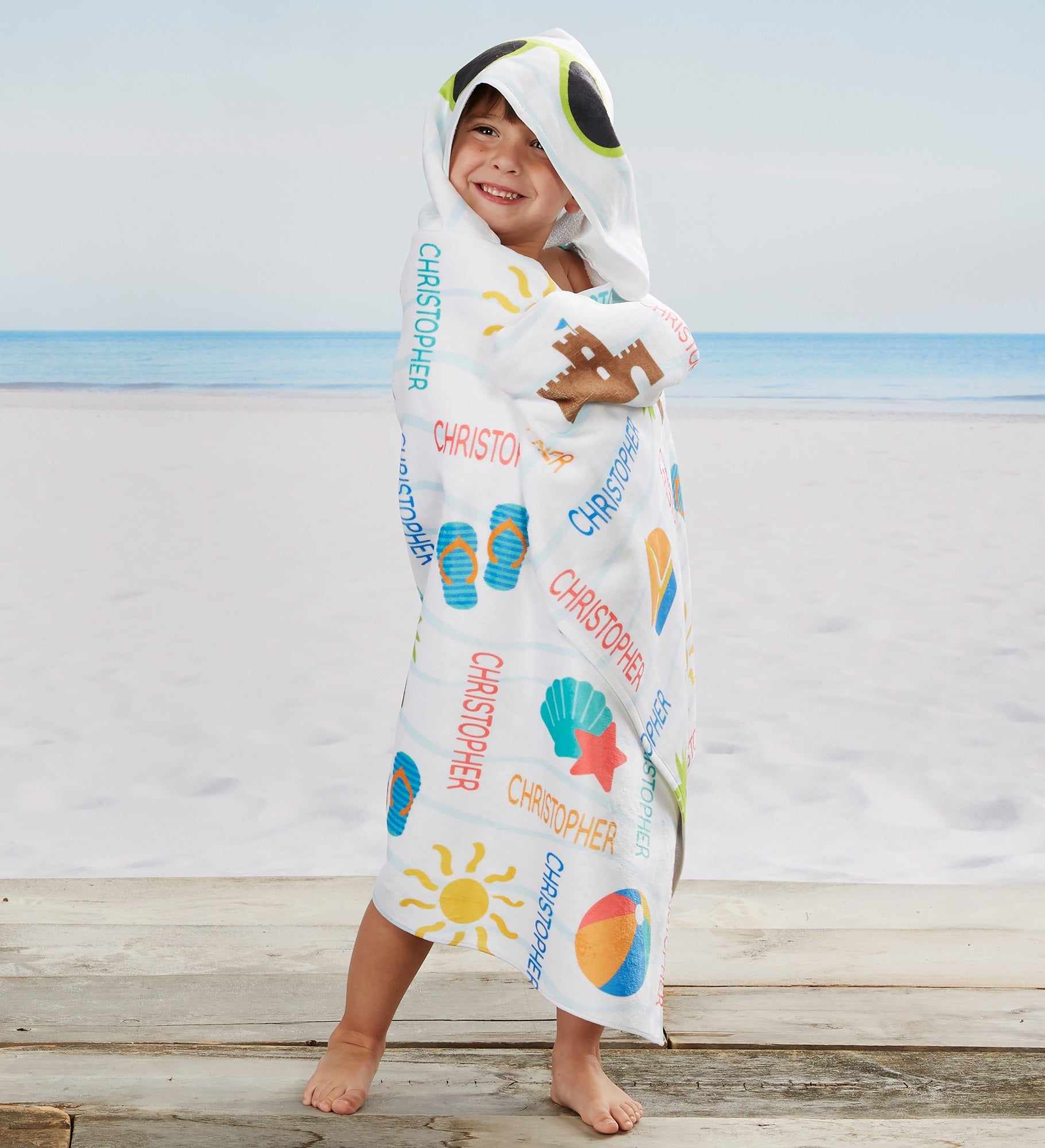 Beach Fun Personalized Kids Hooded Beach & Pool Towel
