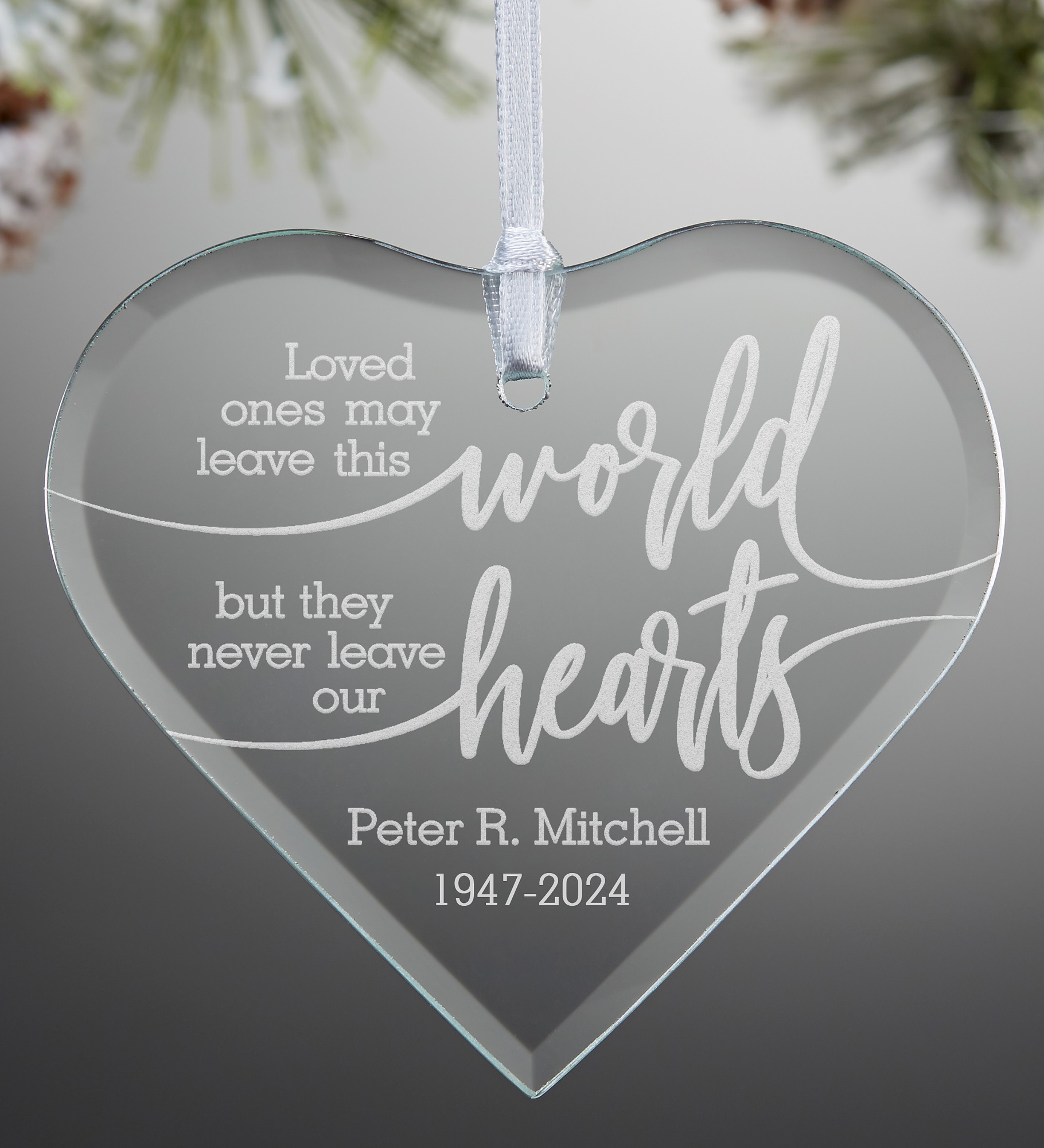 Never Leave Our Hearts Personalized Memorial Heart Ornament